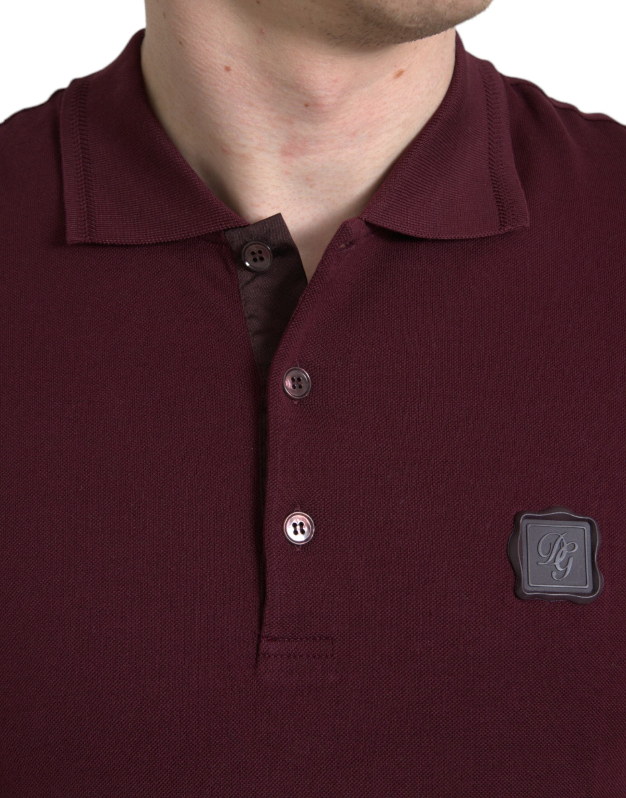Polo marrón castaño de Dolce & Gabbana con mangas cortas y cuello-4