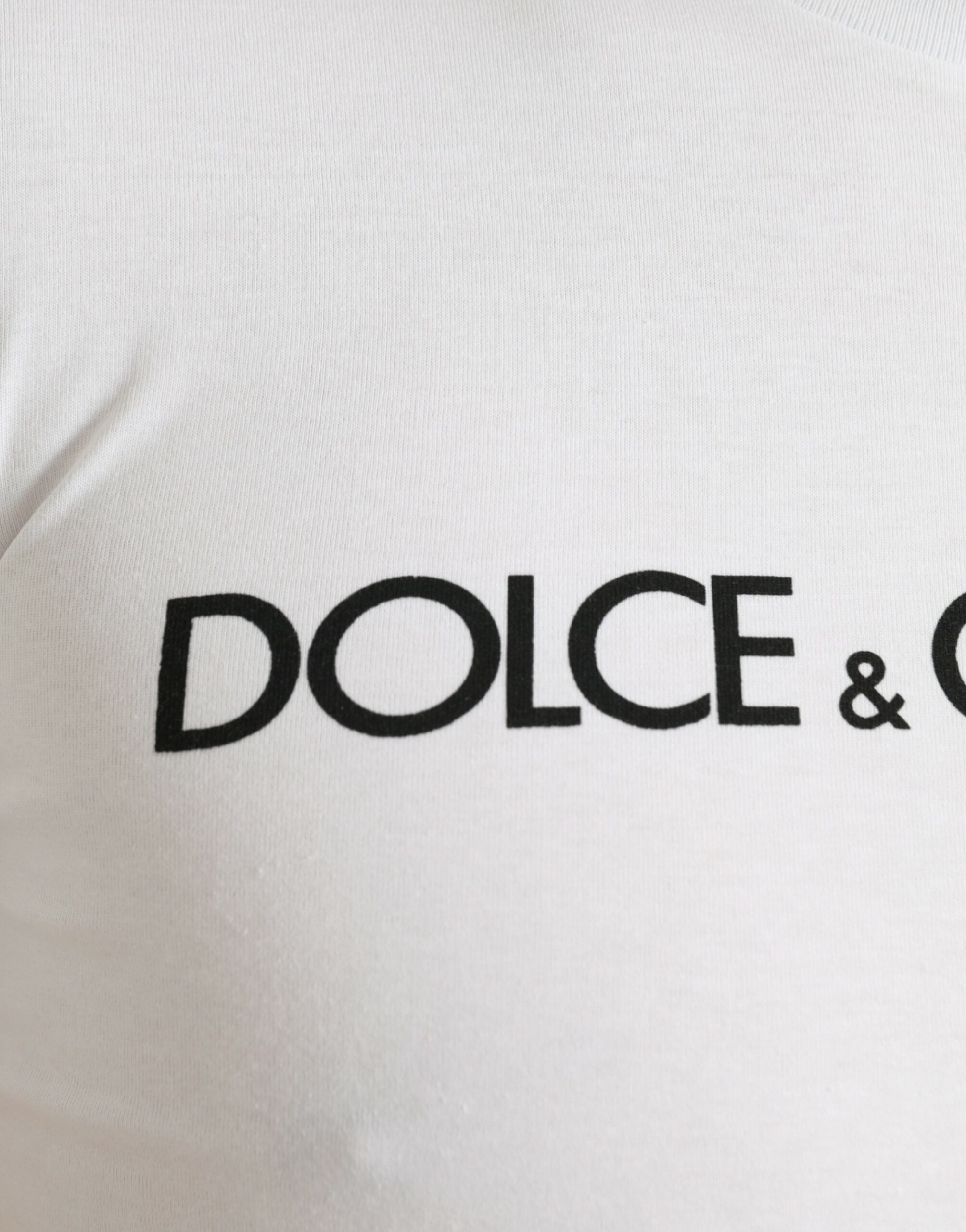 Dolce & Gabbana white T-shirt with round neck and logo print, made of cotton-5