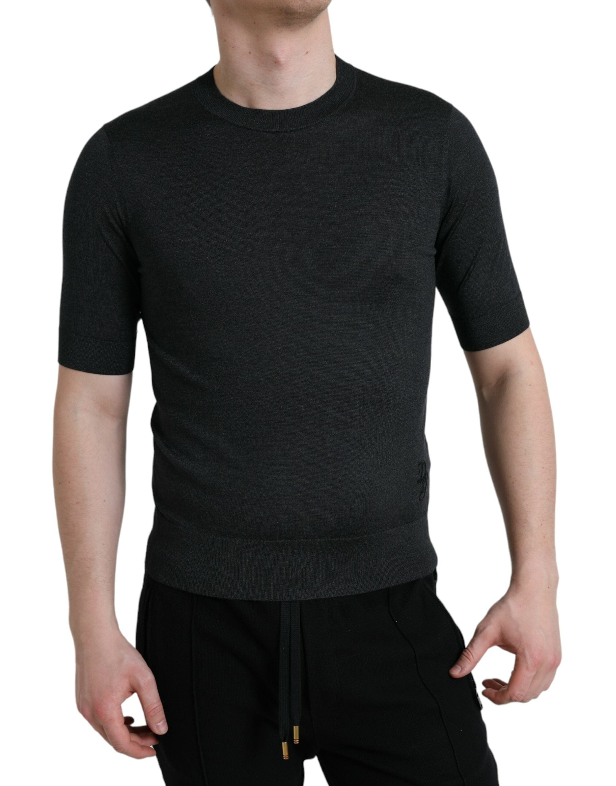 Dolce & Gabbana dark grey T-shirt with round neck and short sleeves-1