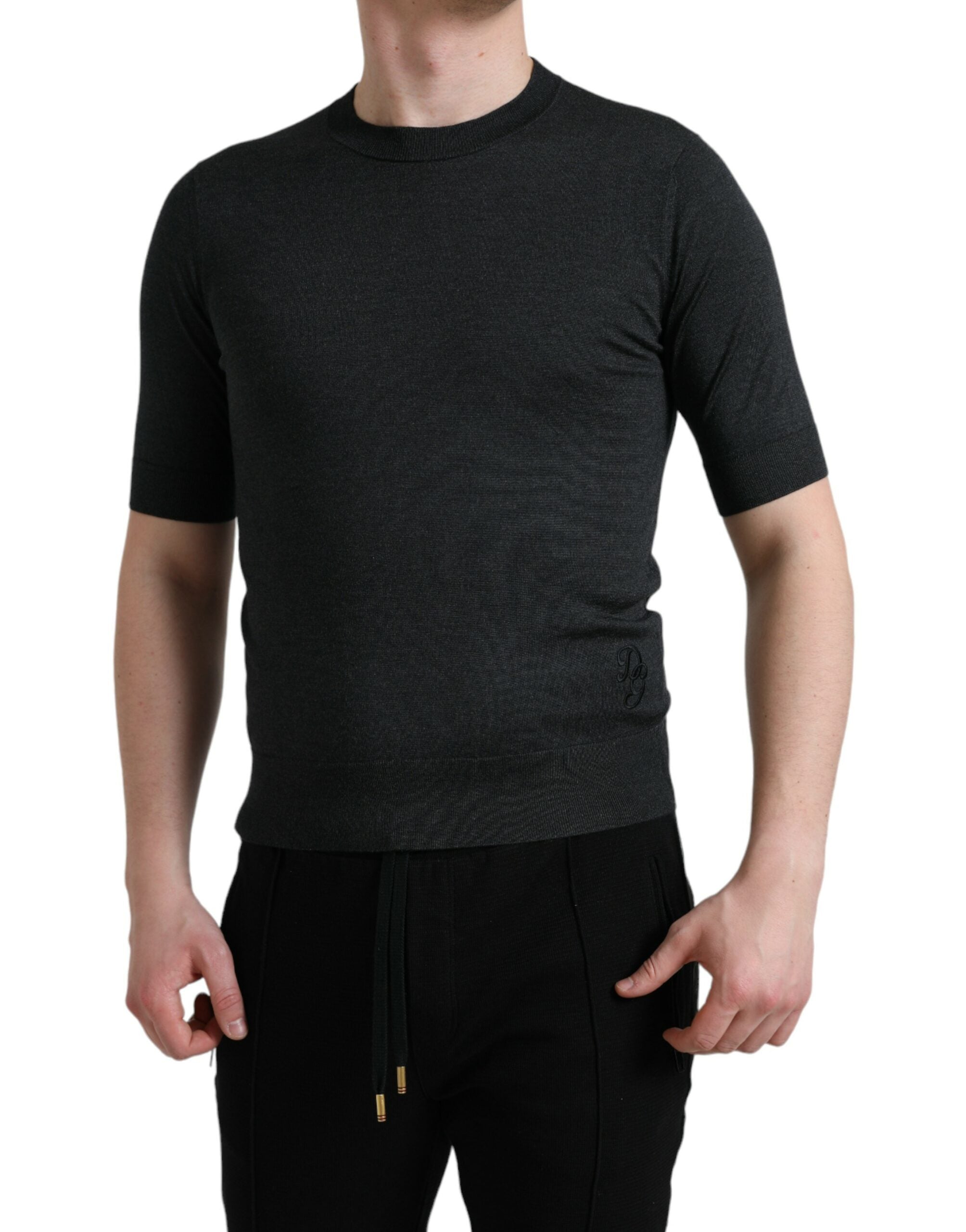 Dolce & Gabbana dark grey T-shirt with round neck and short sleeves-2