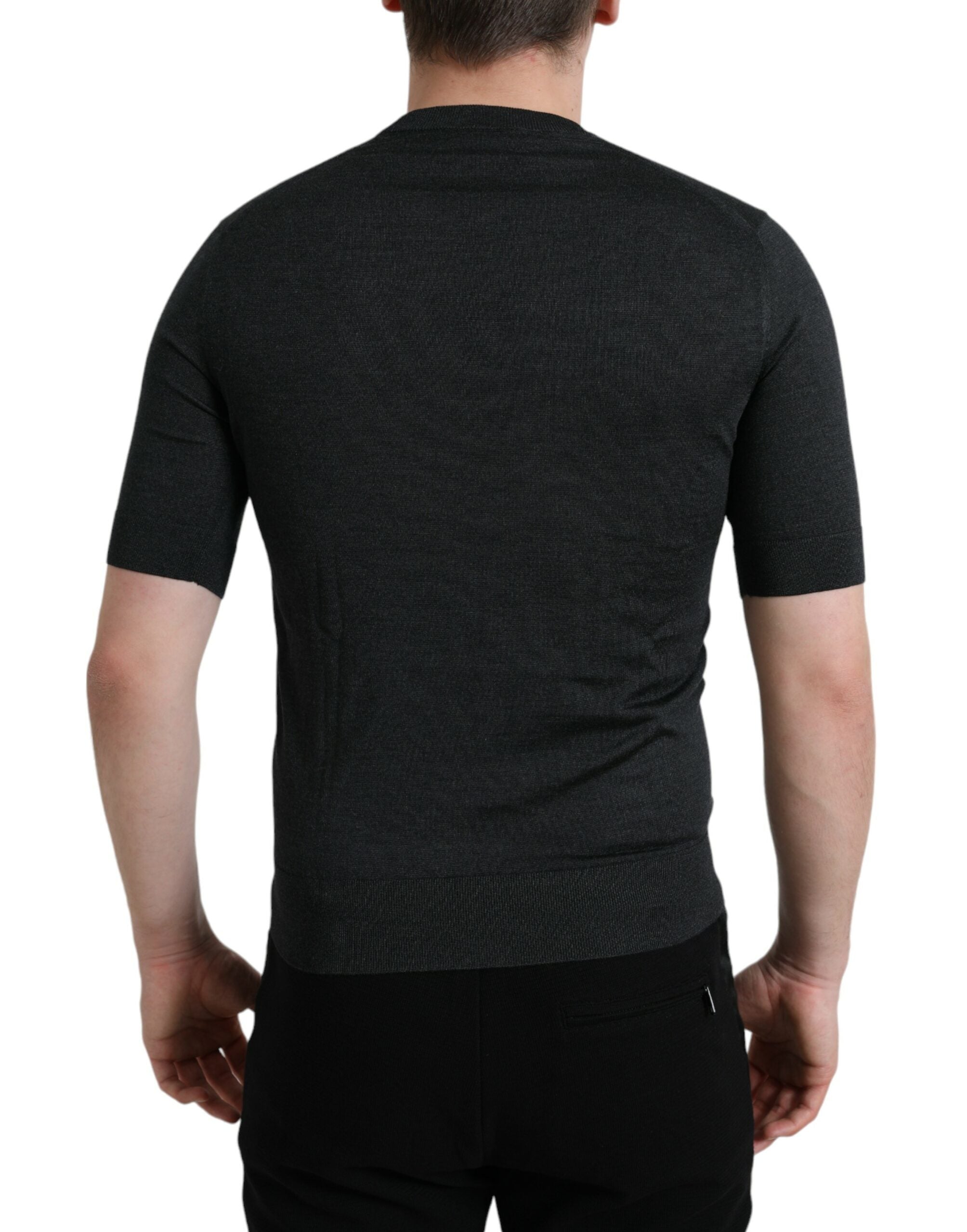 Dolce & Gabbana dark grey T-shirt with round neck and short sleeves-3