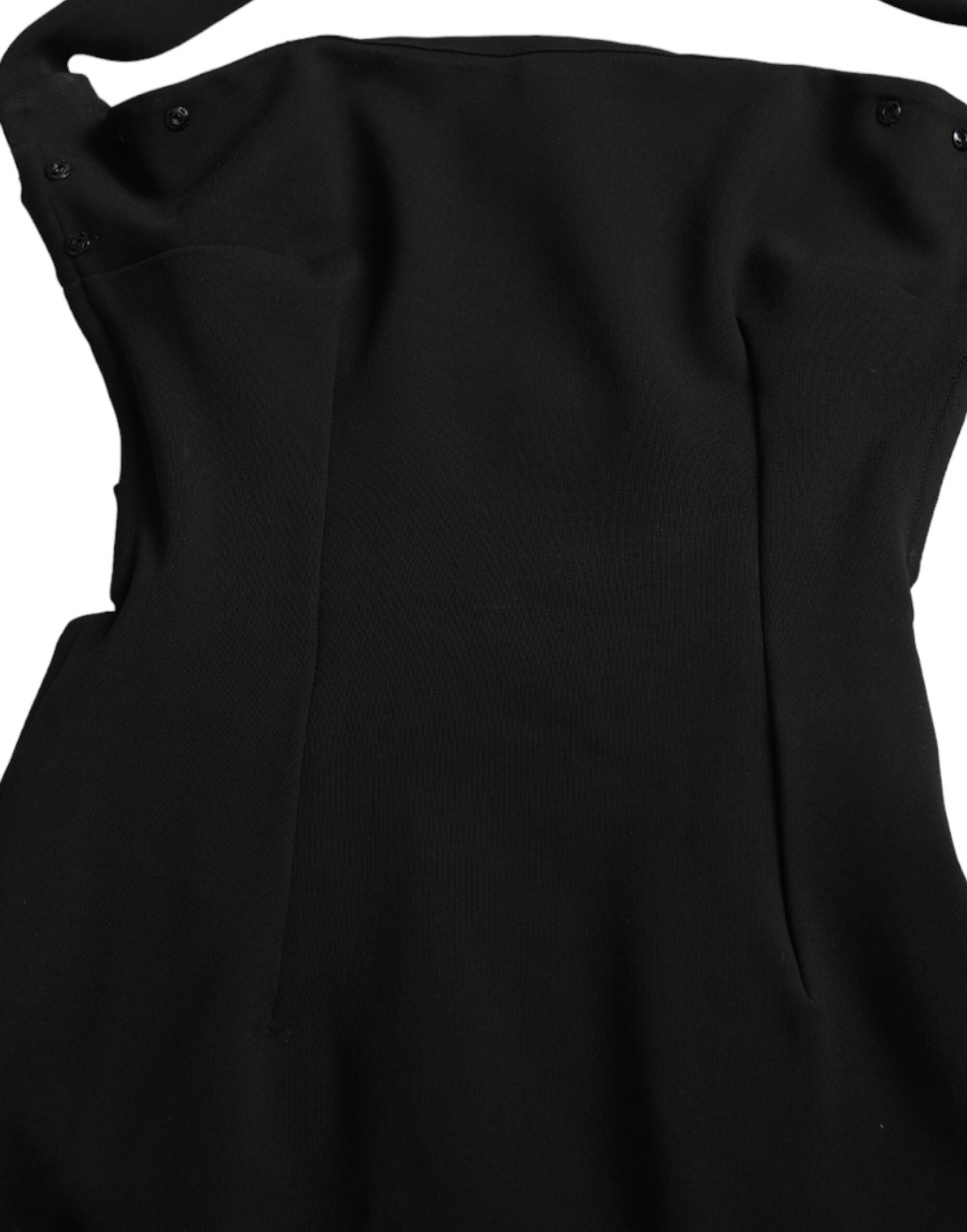 Dolce & Gabbana Black sleeveless midi dress with coat strap-6