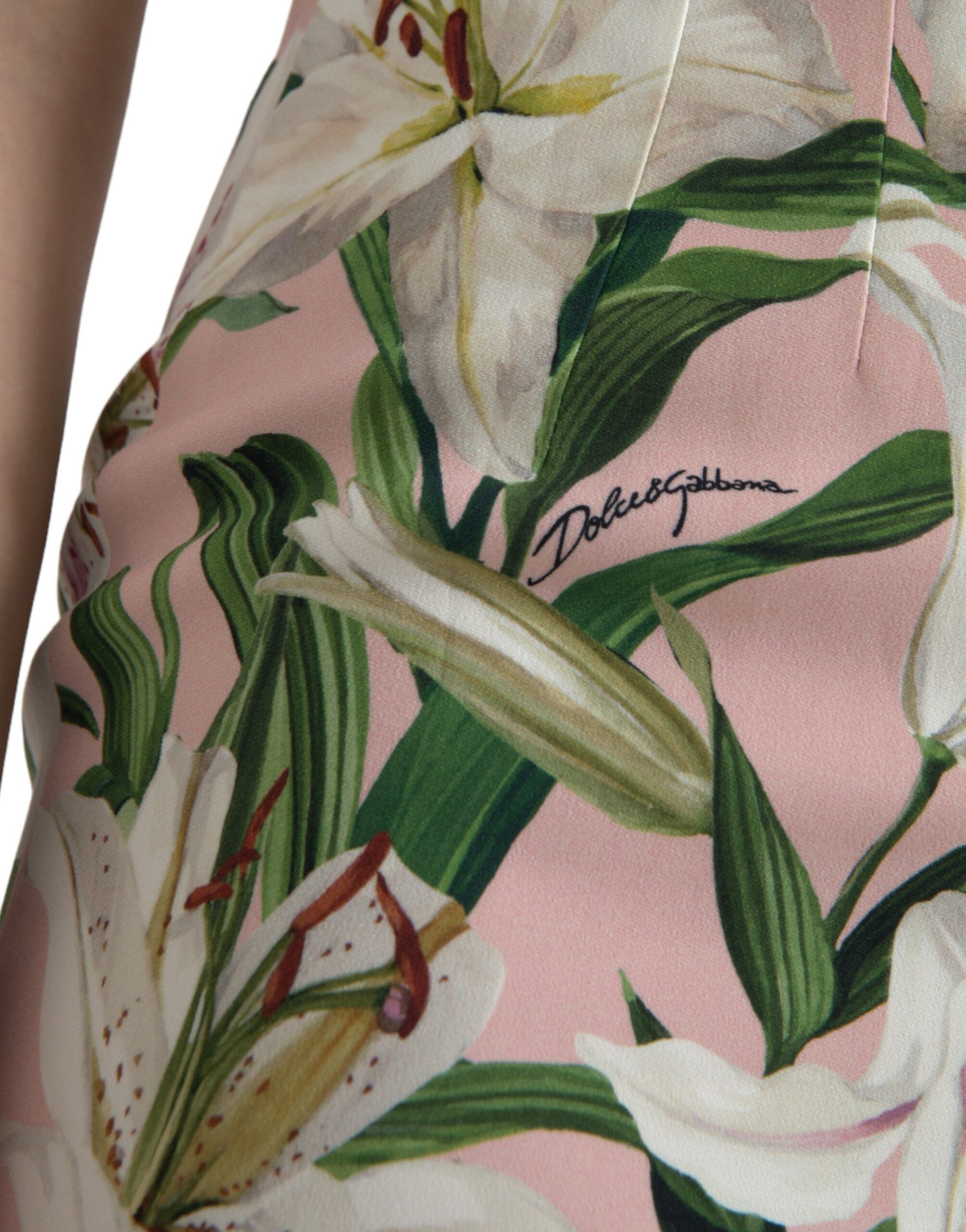 Dolce & Gabbana Pink Lily Viscose Shift Dress Stretch Mini Dress-6