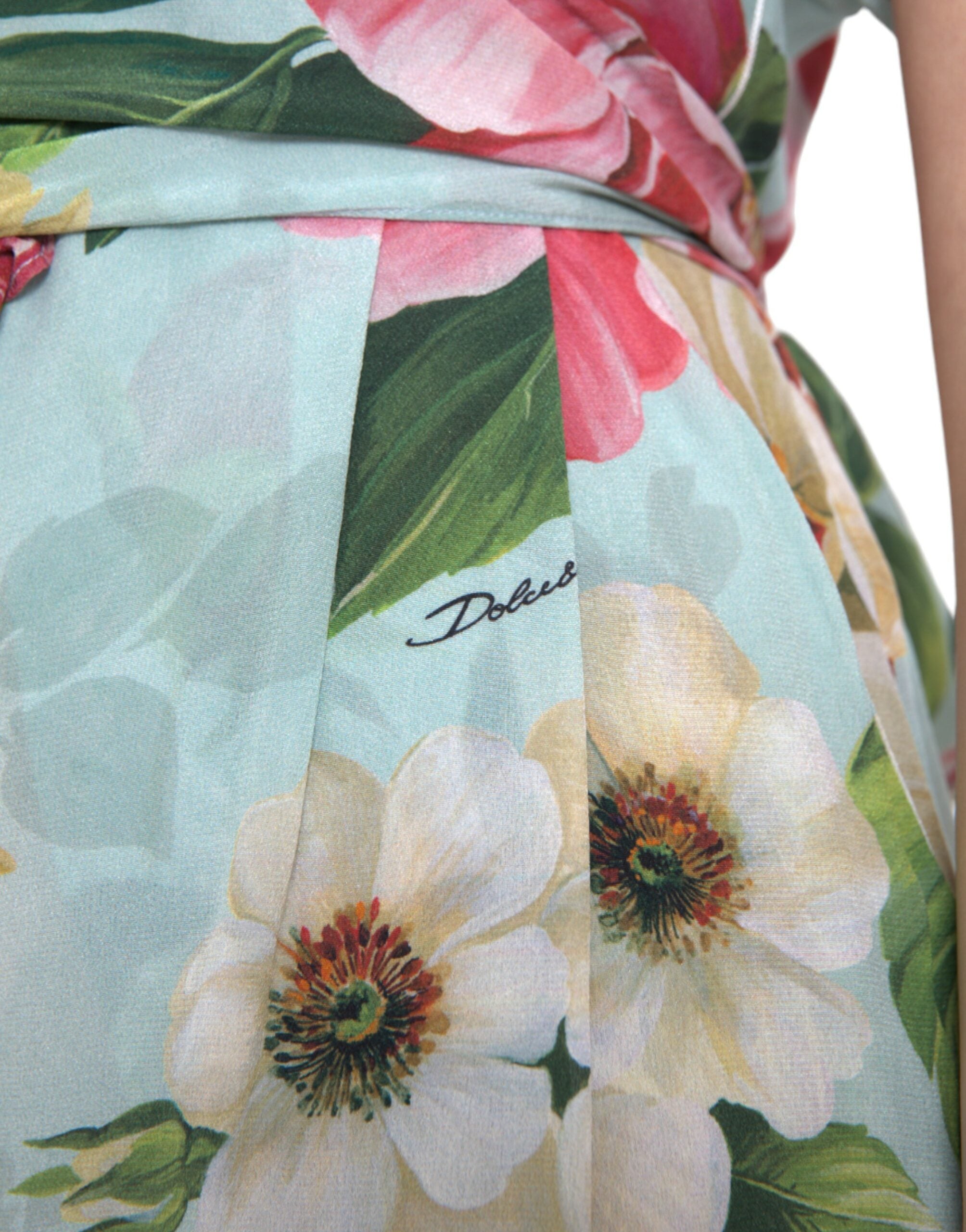Dolce & Gabbana Blue floral wrap jumpsuit with wide legs-5