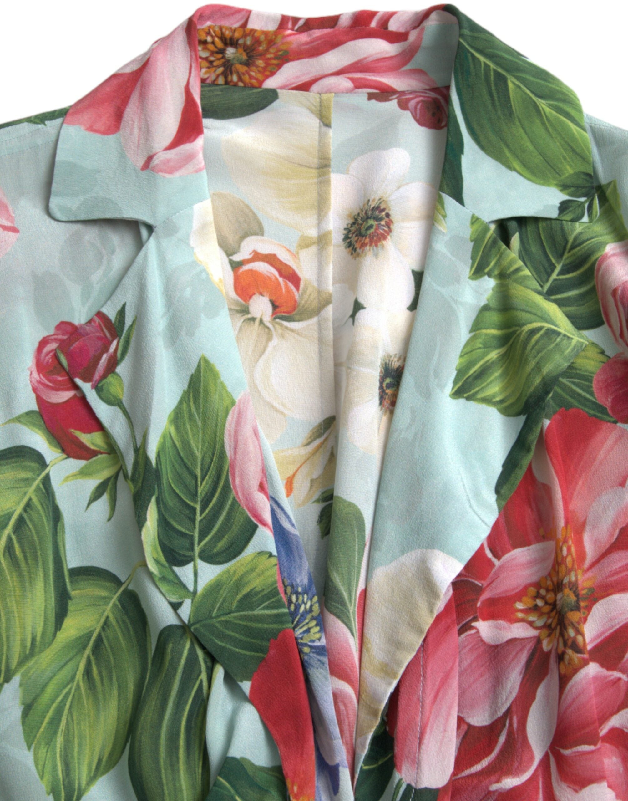 Dolce & Gabbana Blue floral wrap jumpsuit with wide legs-6