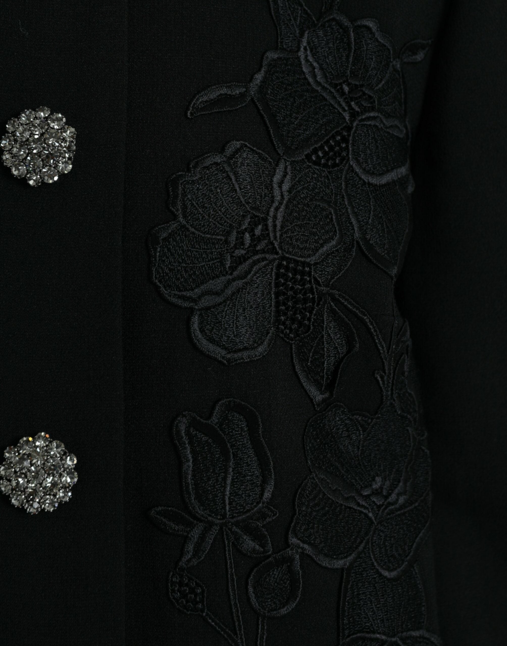 Dolce & Gabbana black wool jacket with floral pattern and buttons-5