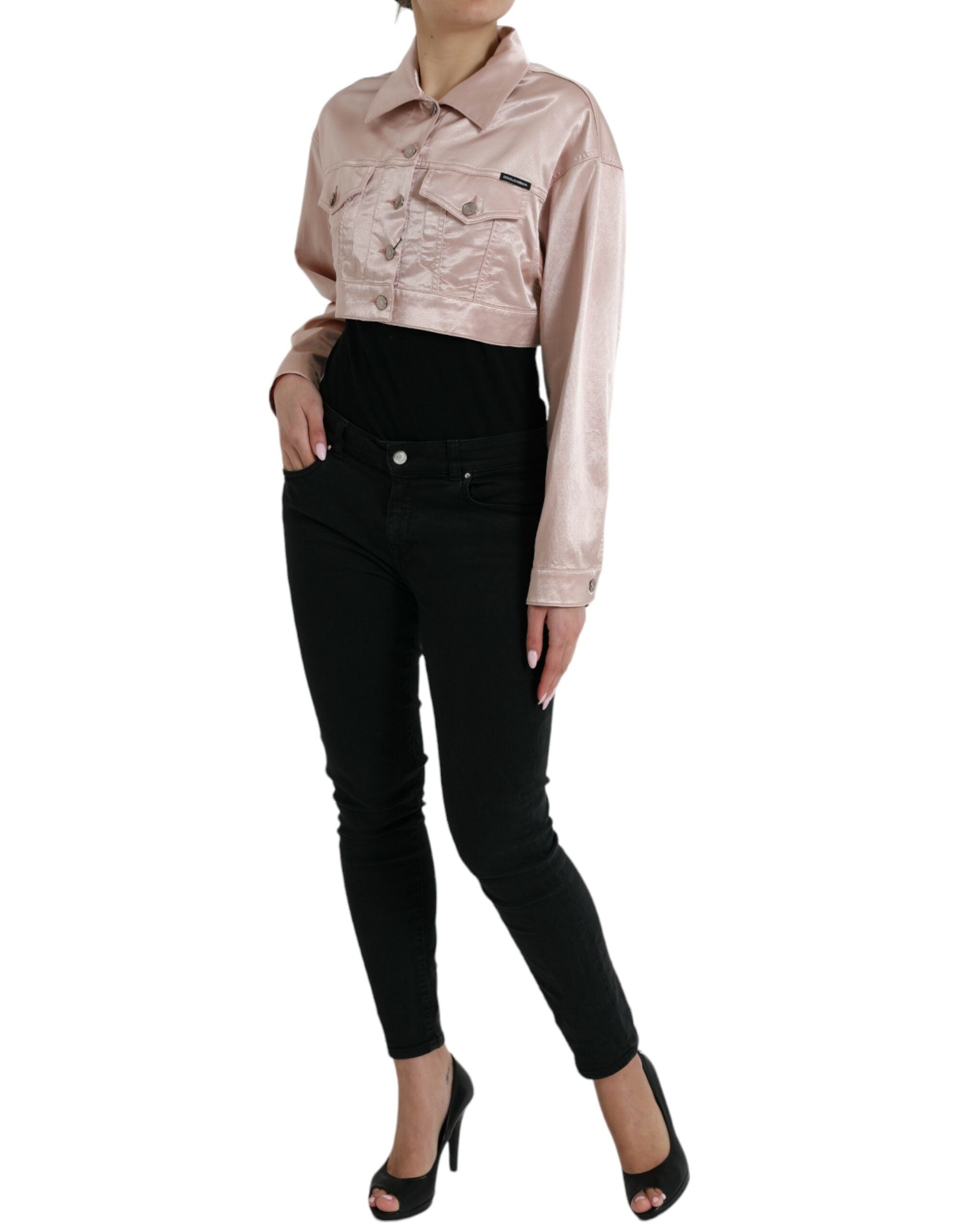 Dolce & Gabbana Pink Cotton Stretch Cropped Jacket-2