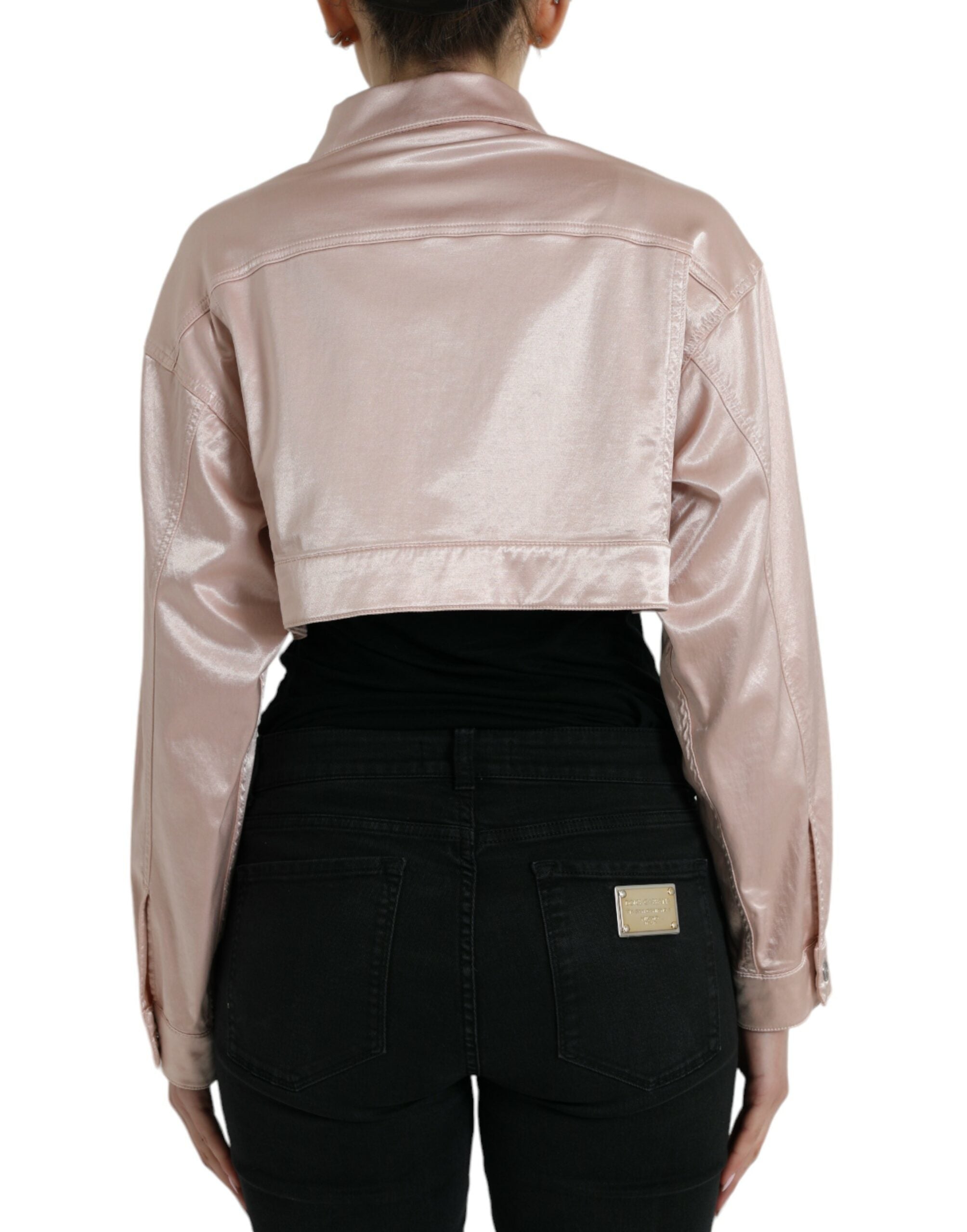Dolce & Gabbana Pink Cotton Stretch Cropped Jacket-3