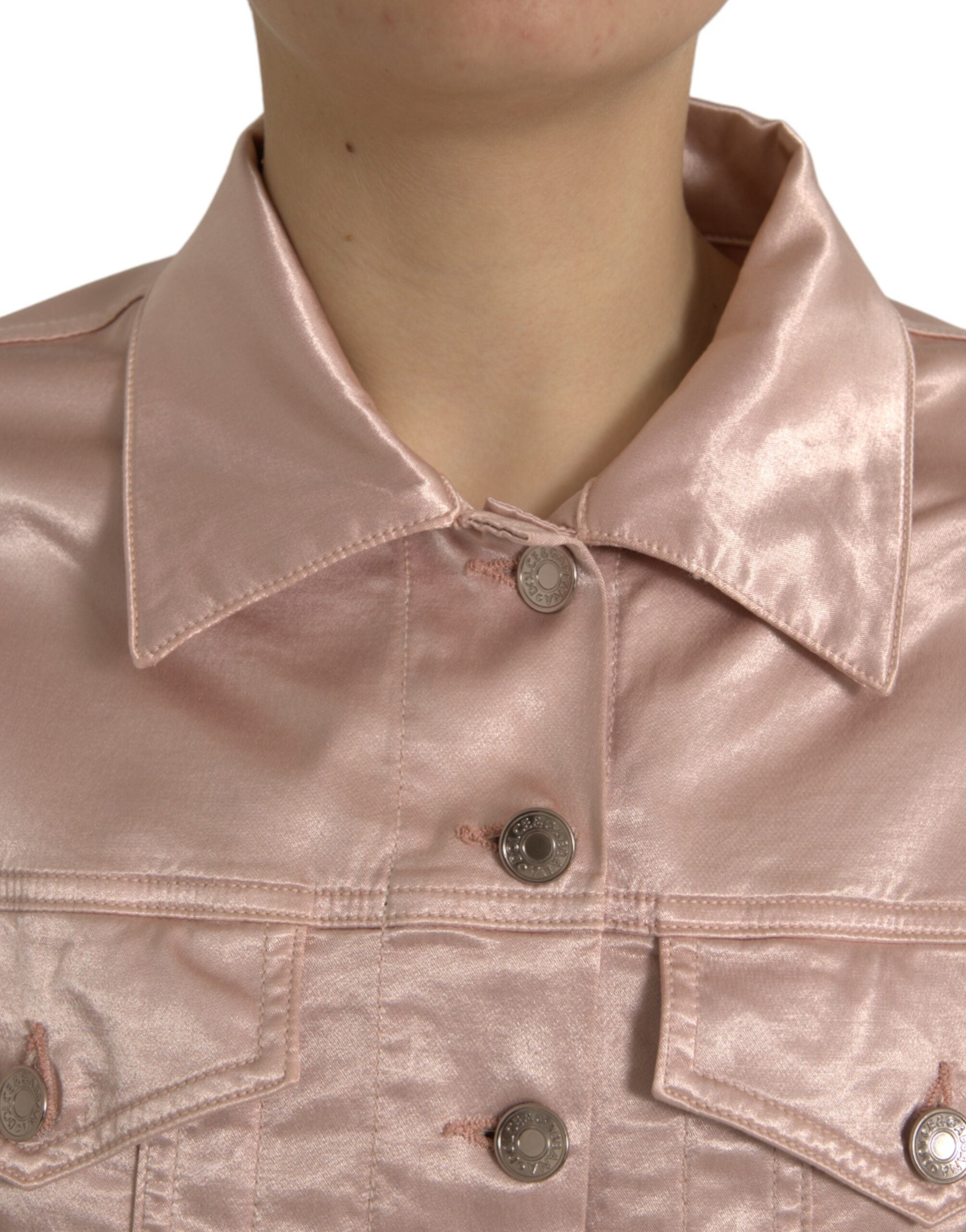 Dolce & Gabbana Pink Cotton Stretch Cropped Jacket-4