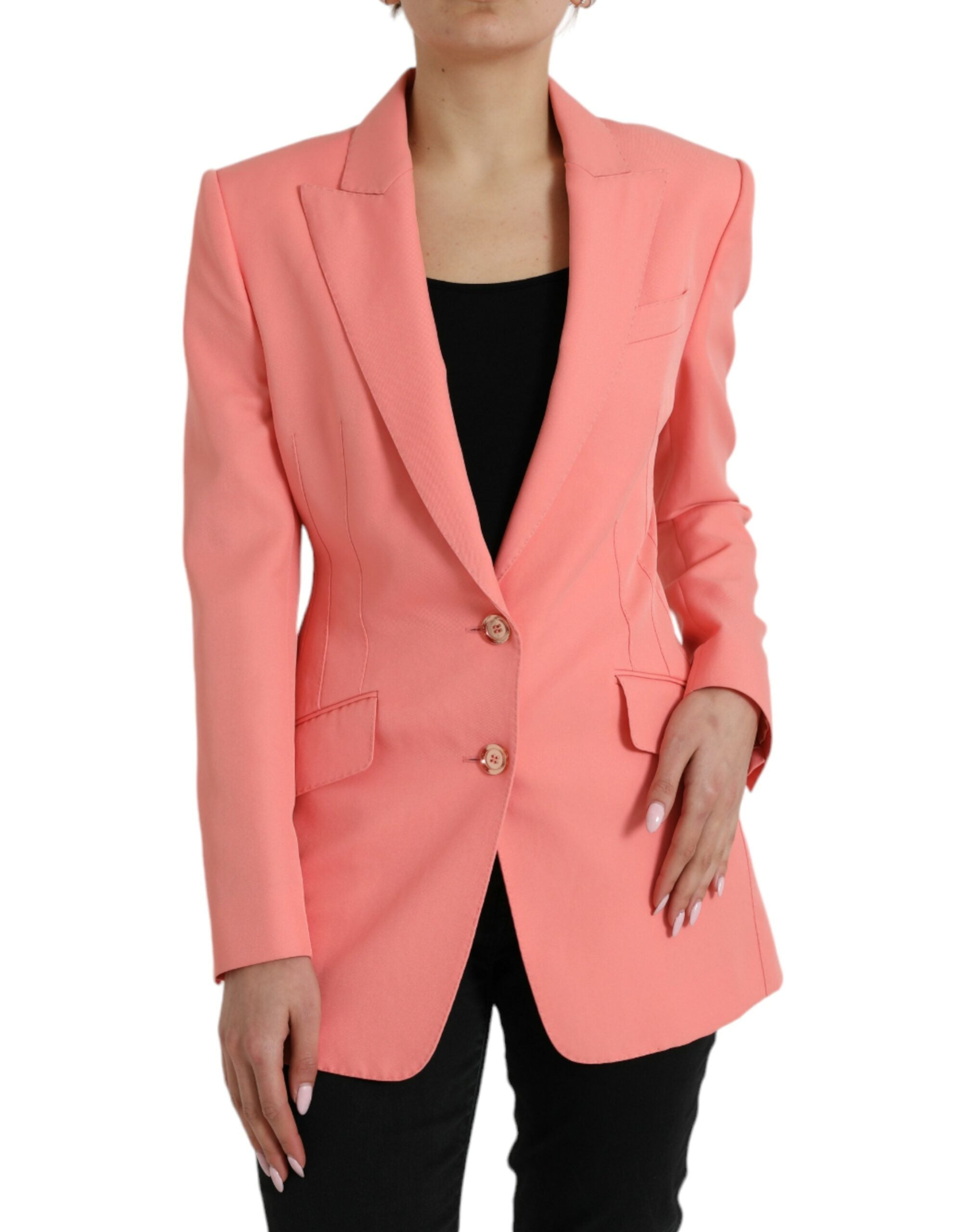 Dolce & Gabbana Einreihige Blazerjacke aus rosa Polyester-1