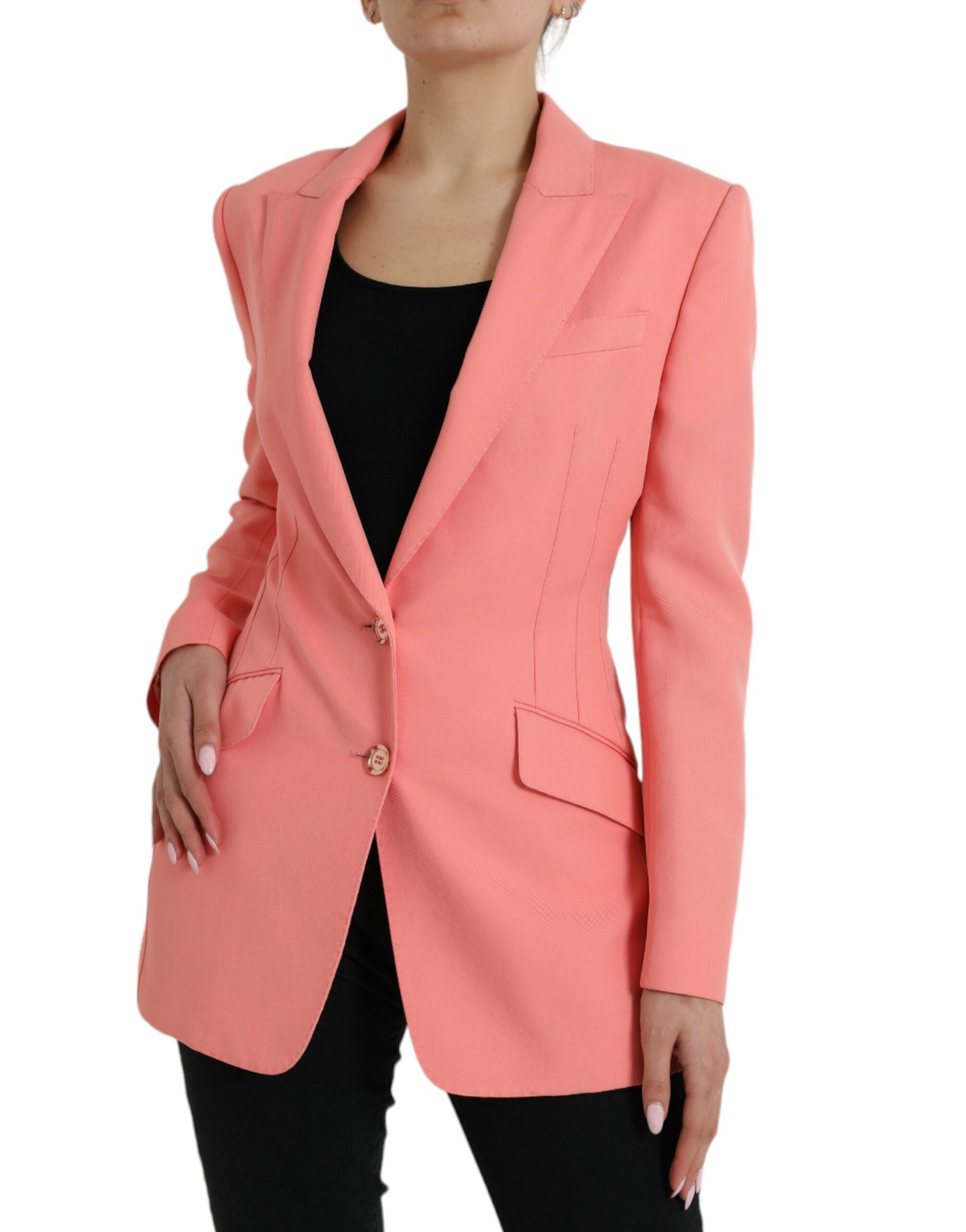Dolce & Gabbana Einreihige Blazerjacke aus rosa Polyester-2