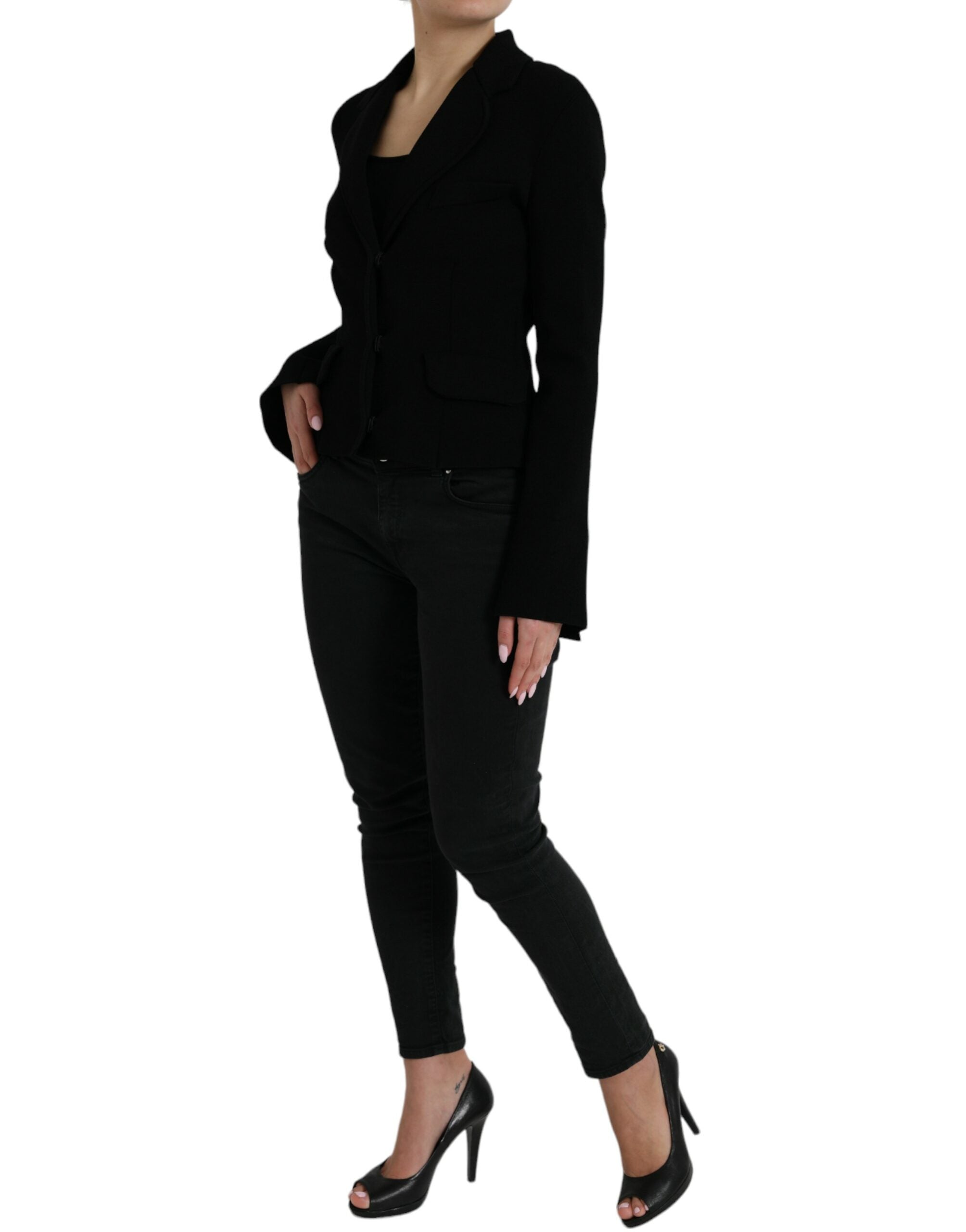 Chaqueta blazer negra de botonadura sencilla de viscosa de Dolce & Gabbana-2