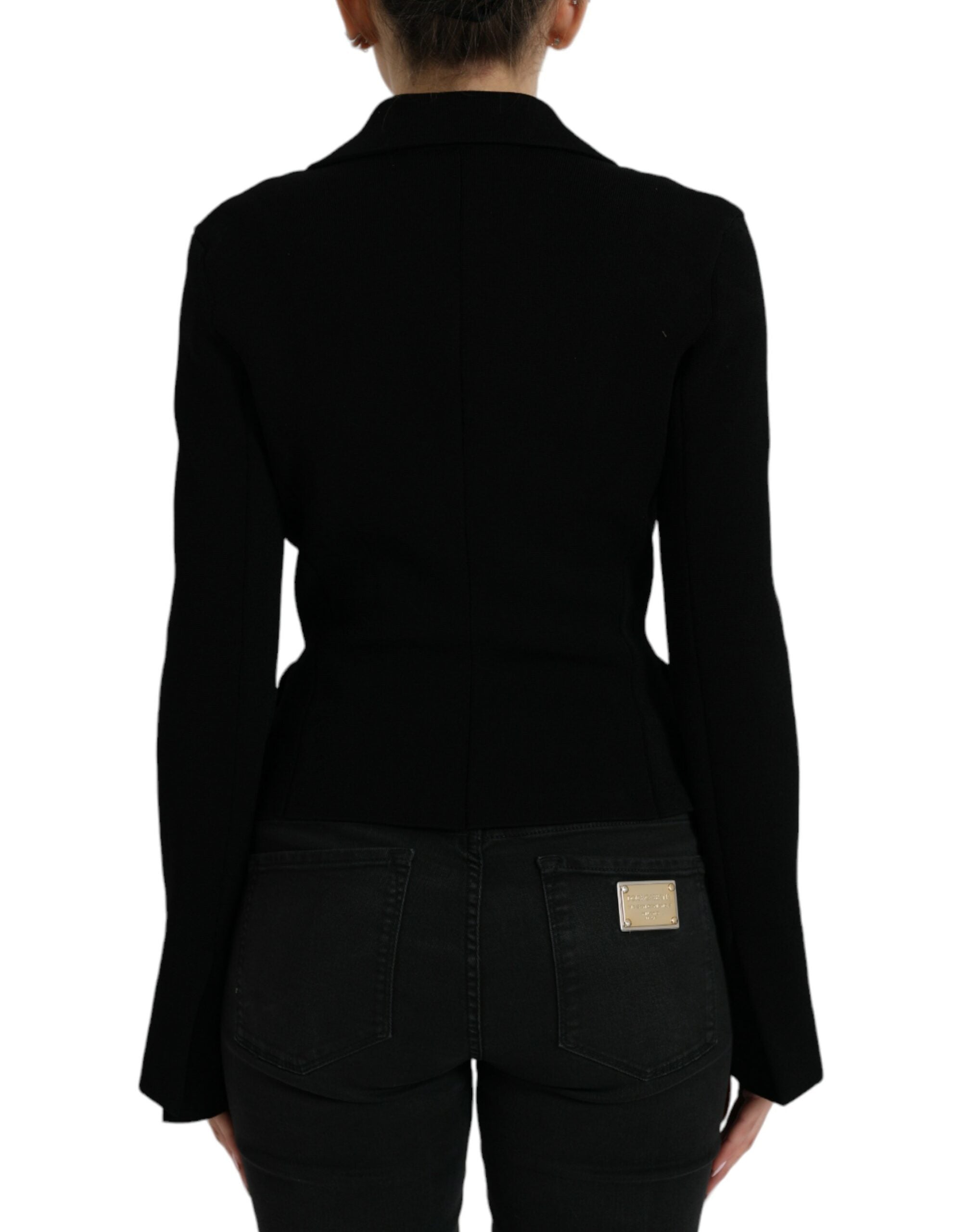 Chaqueta blazer negra de botonadura sencilla de viscosa de Dolce & Gabbana-3
