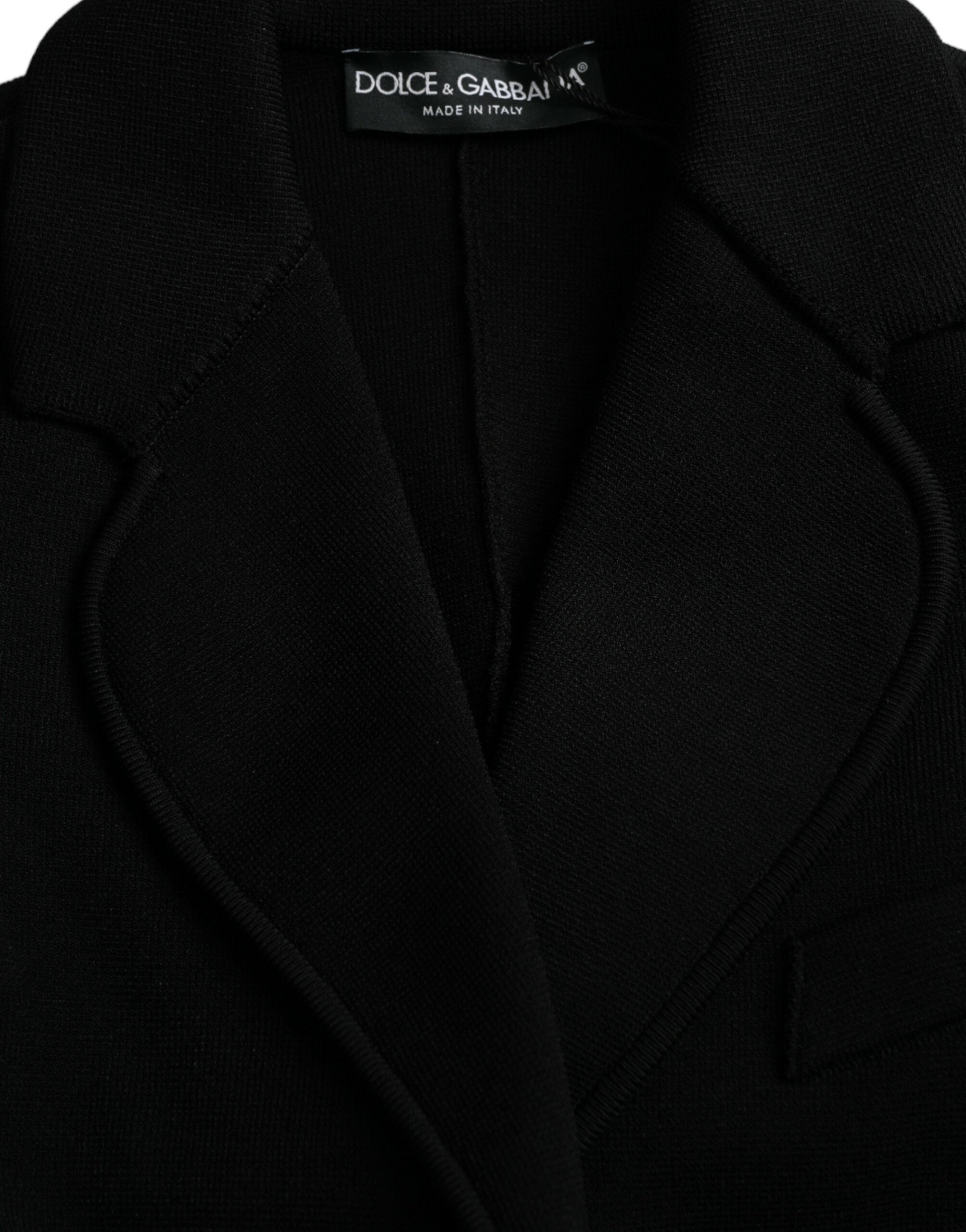 Chaqueta blazer negra de botonadura sencilla de viscosa de Dolce & Gabbana-6
