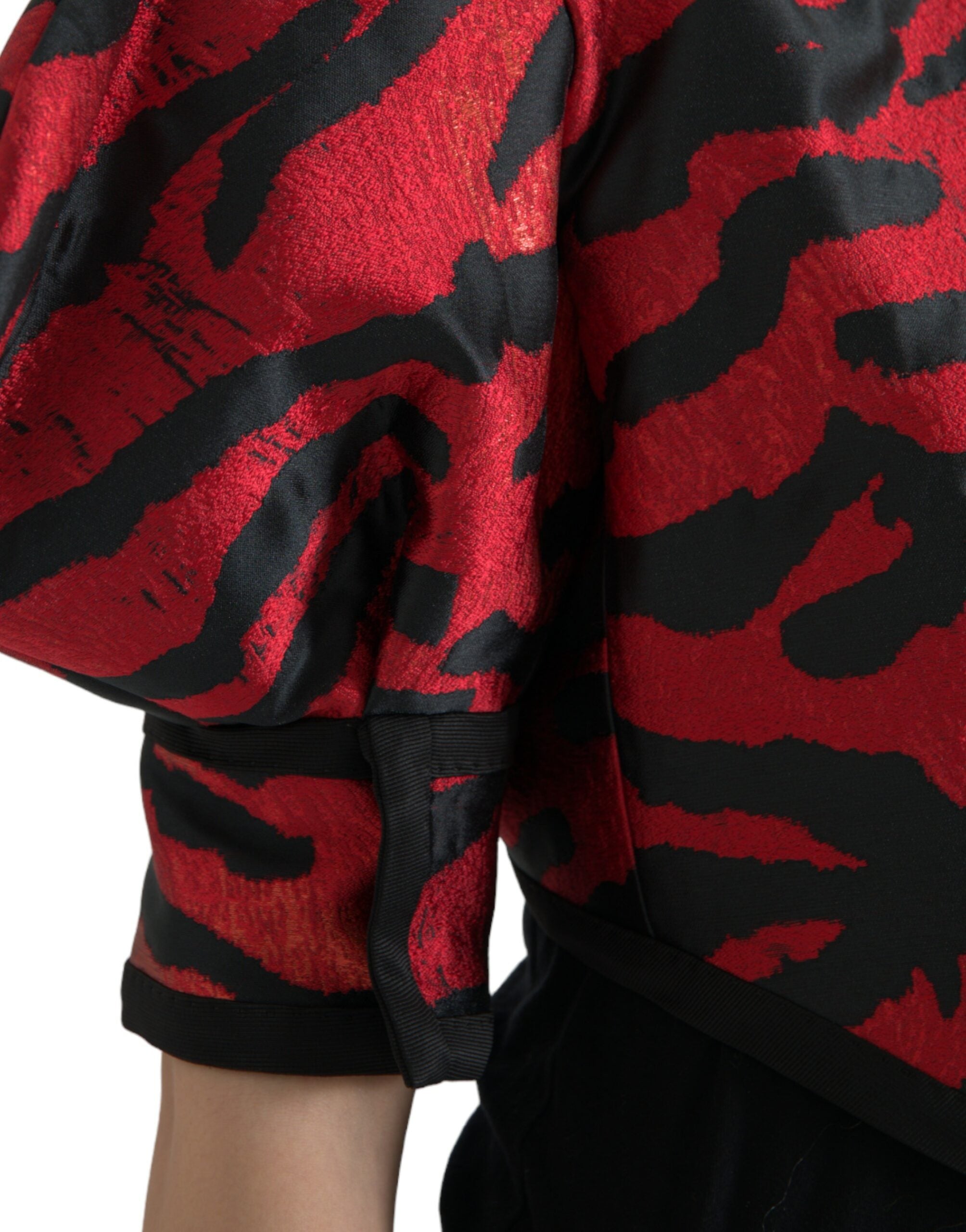 Dolce & Gabbana Black and Red Patterned Short Coat Jacket-5