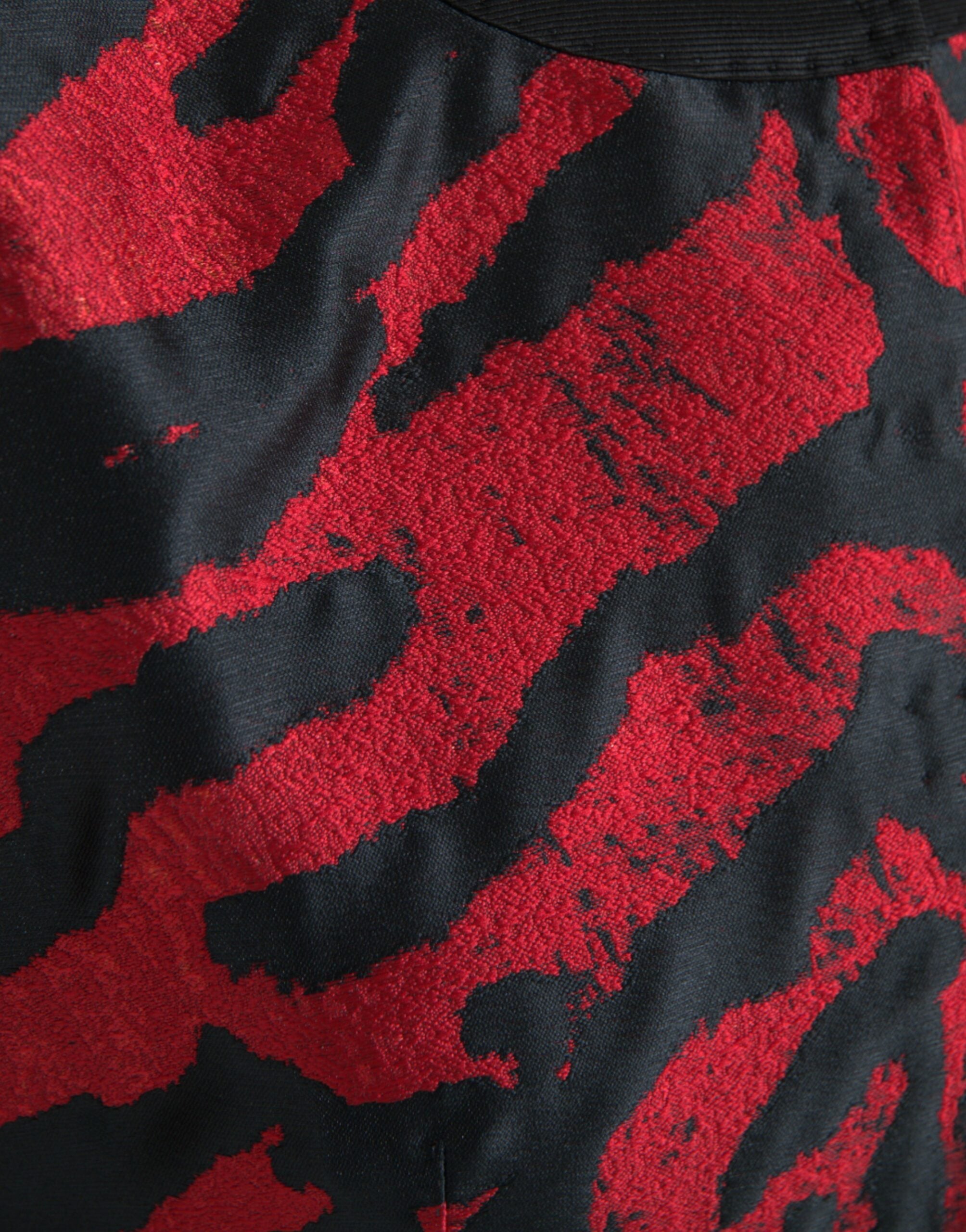 Dolce & Gabbana Black and Red Patterned Short Coat Jacket-6