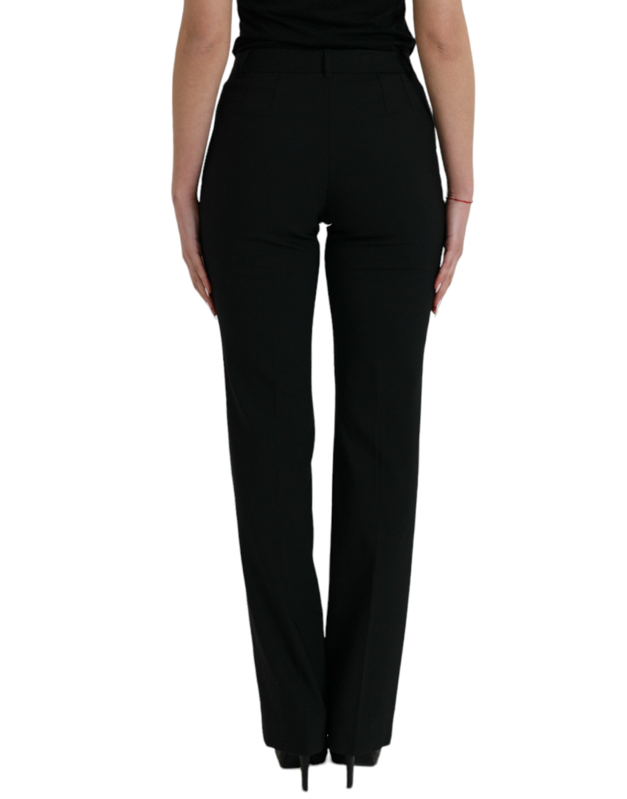 Dolce & Gabbana Black Wool Mid Waist Tapered Pants-3