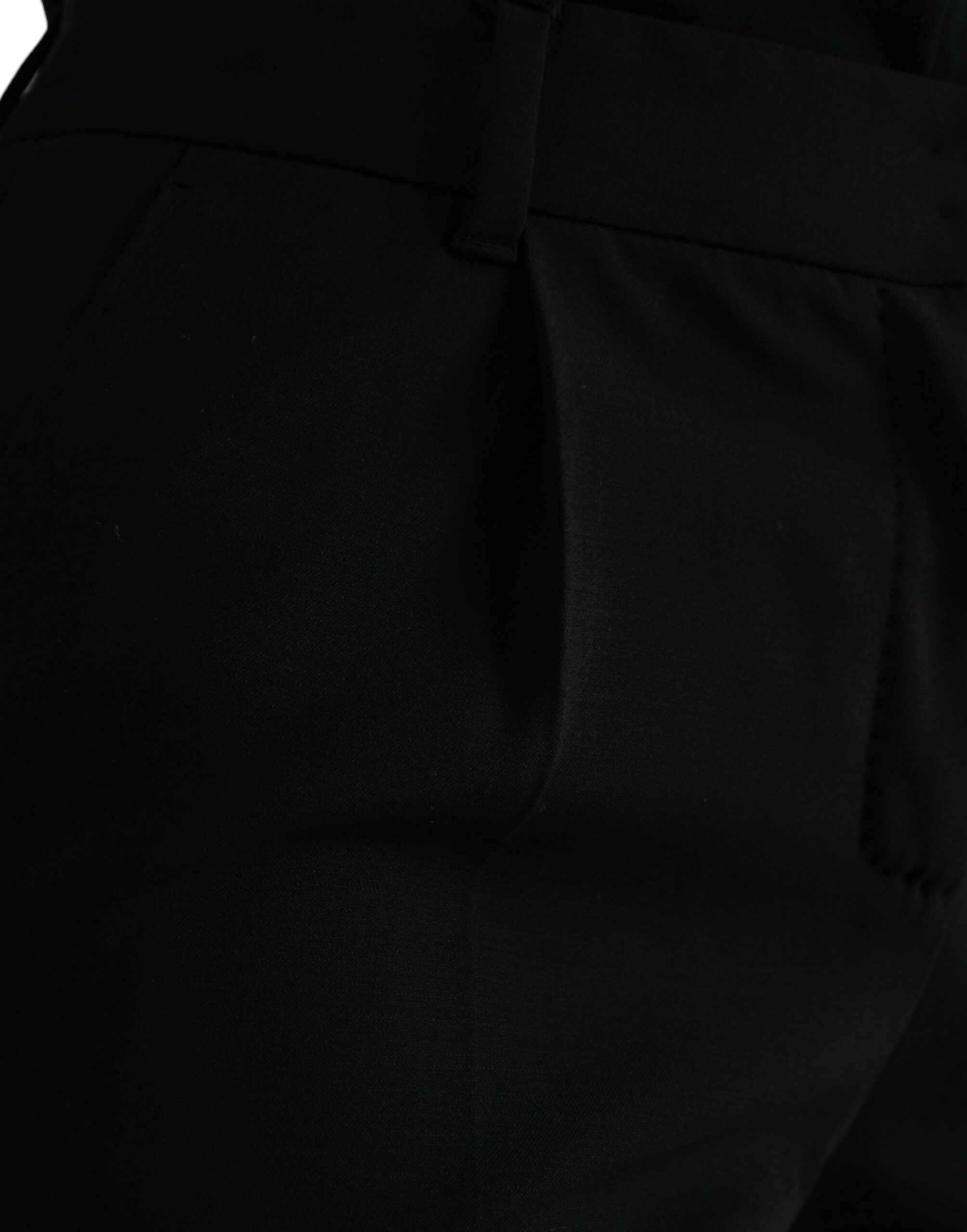 Dolce & Gabbana Black Wool Mid Waist Tapered Pants-4