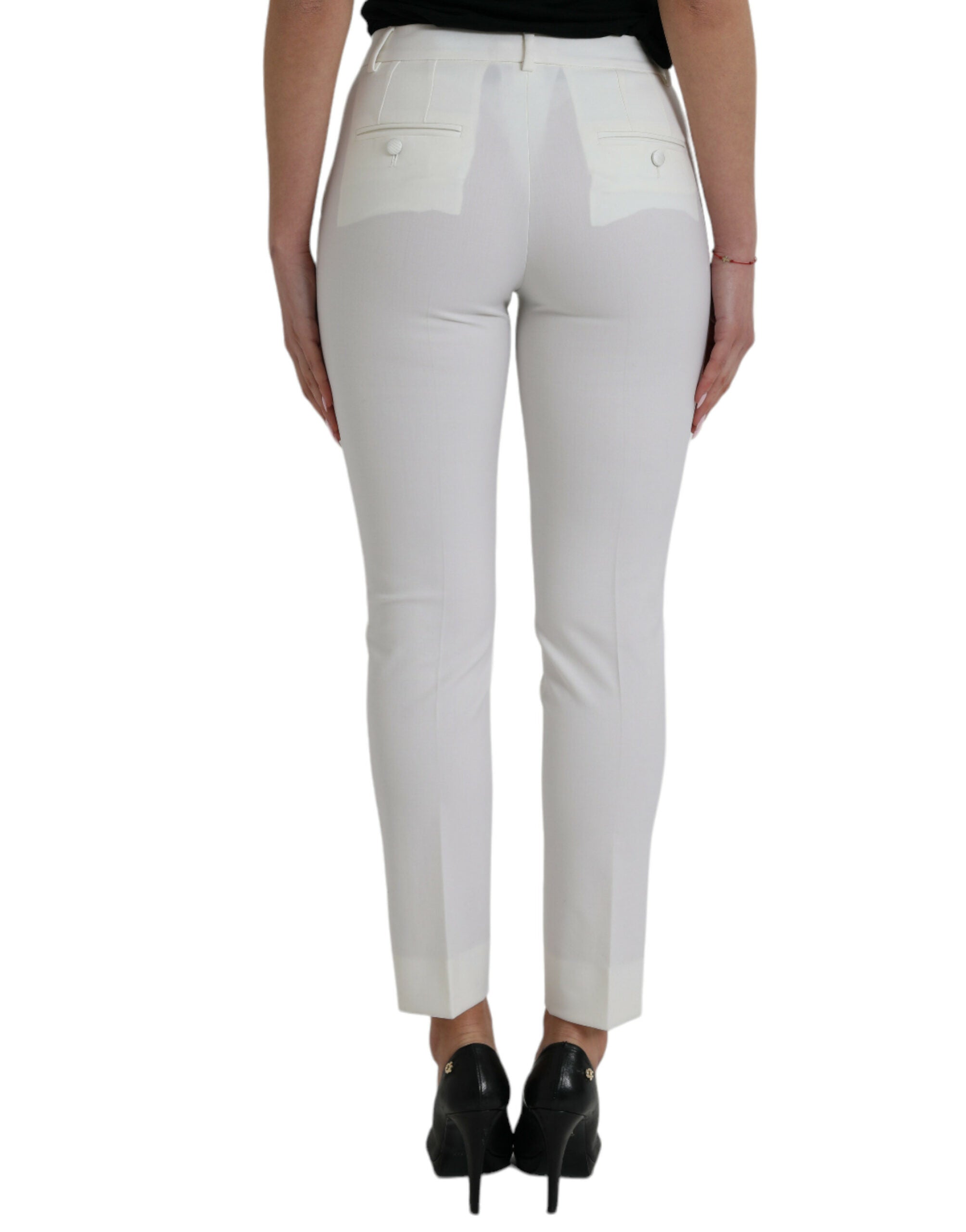 Pantalones de lana blancos de corte cónico y talle medio de Dolce & Gabbana-3