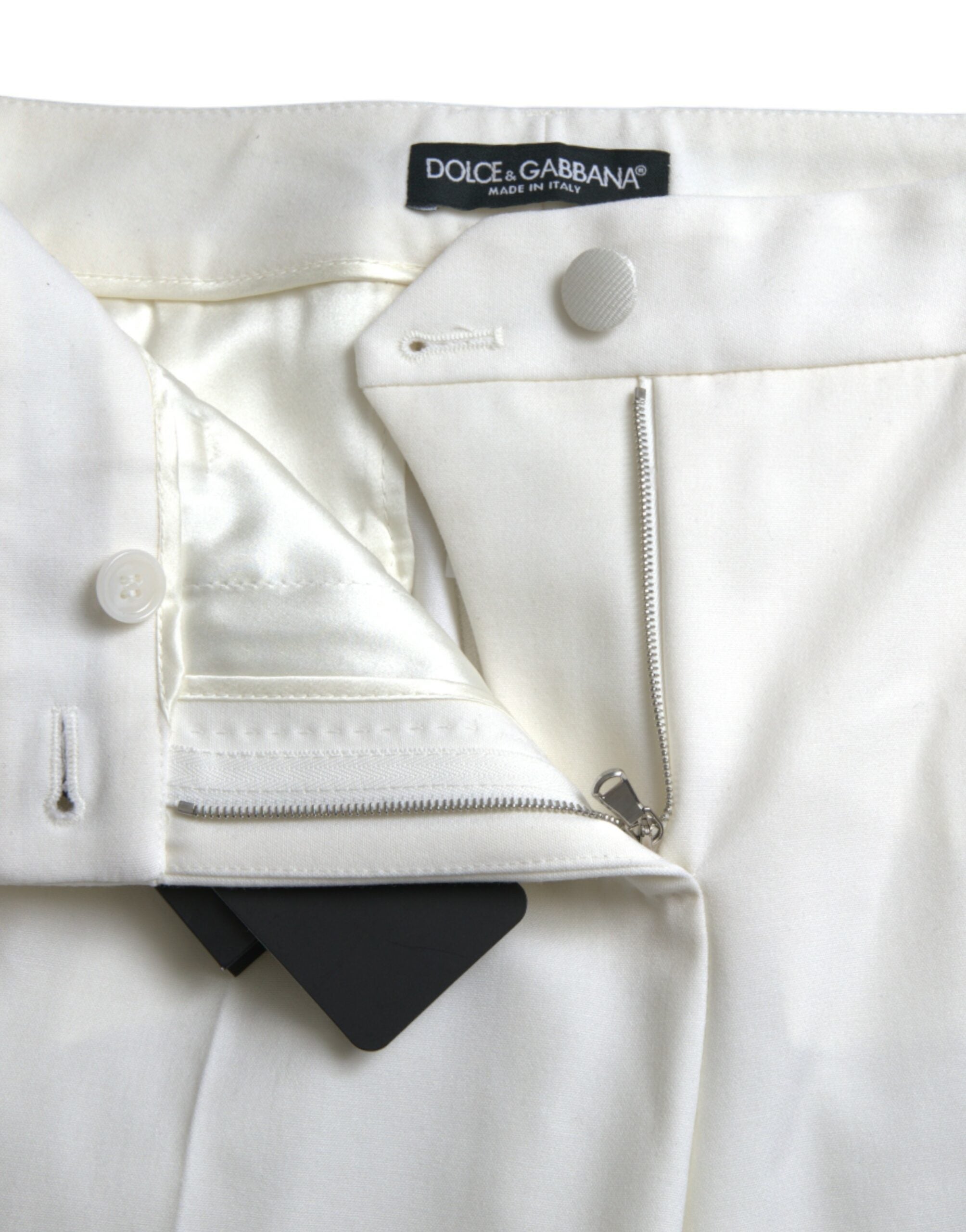 Pantalones de lana blancos de corte cónico y talle medio de Dolce & Gabbana-5