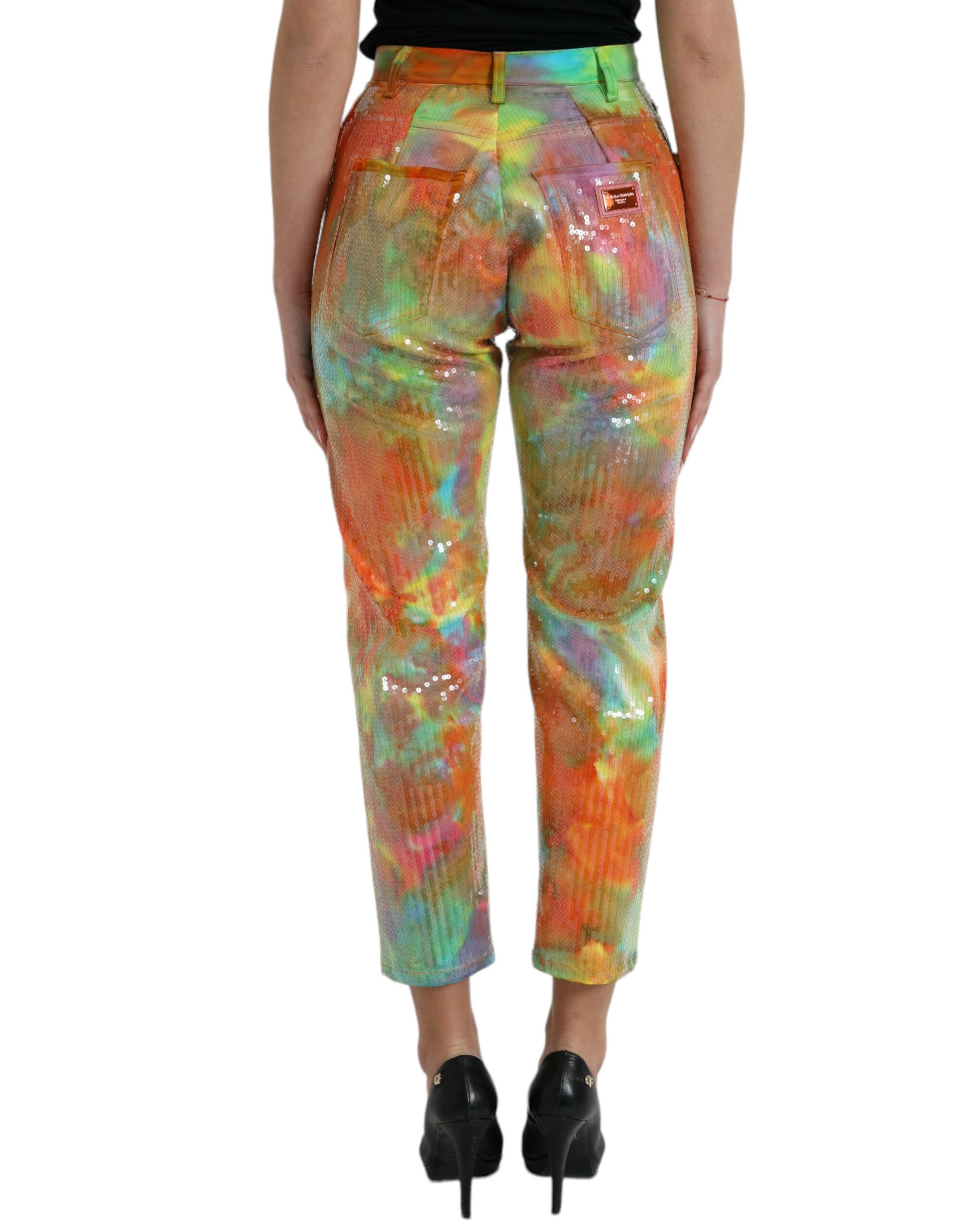 Dolce & Gabbana Multicolor Tie Dye Sequined High-Waisted Trousers-3