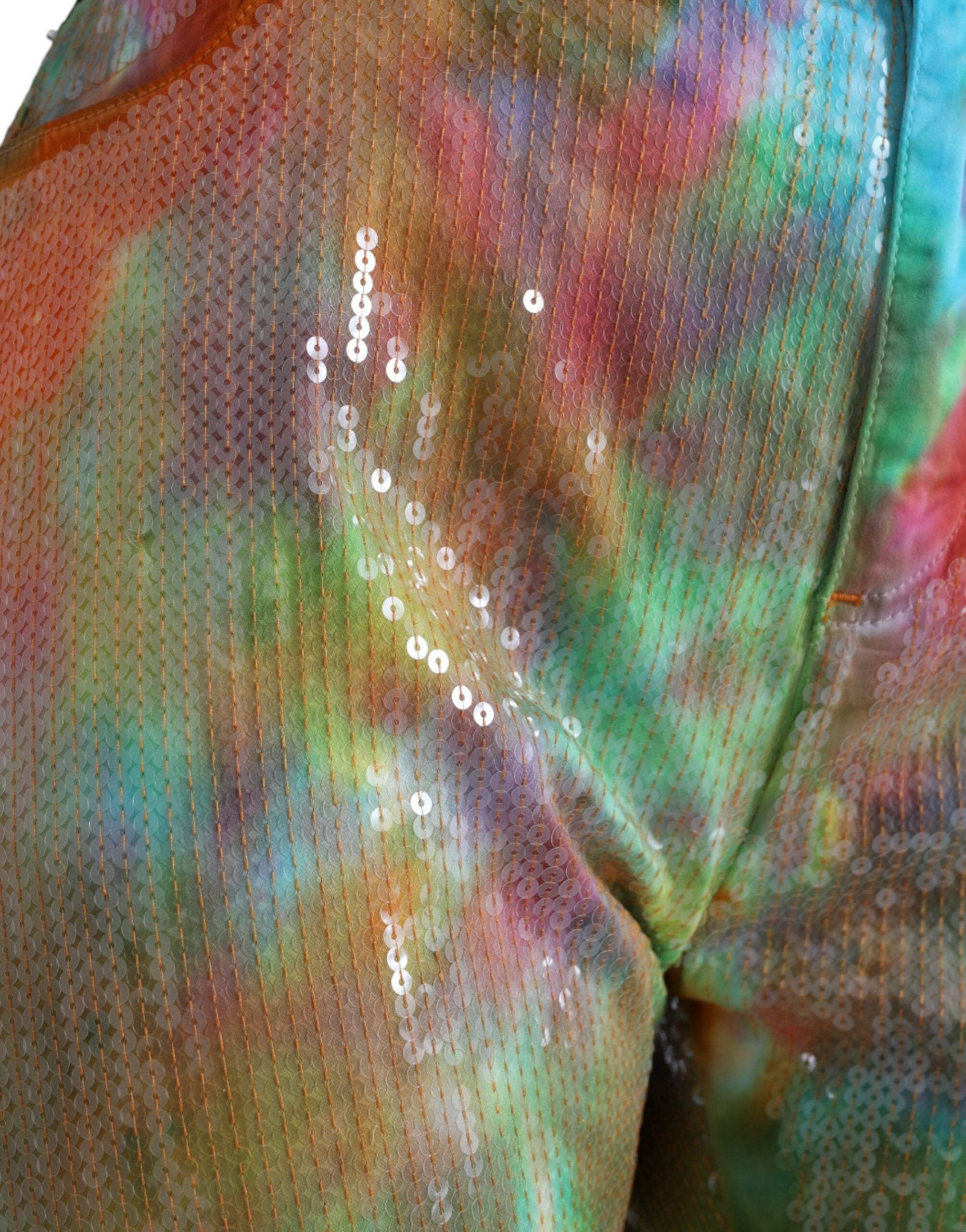 Dolce & Gabbana Multicolor Tie Dye Sequined High-Waisted Trousers-4