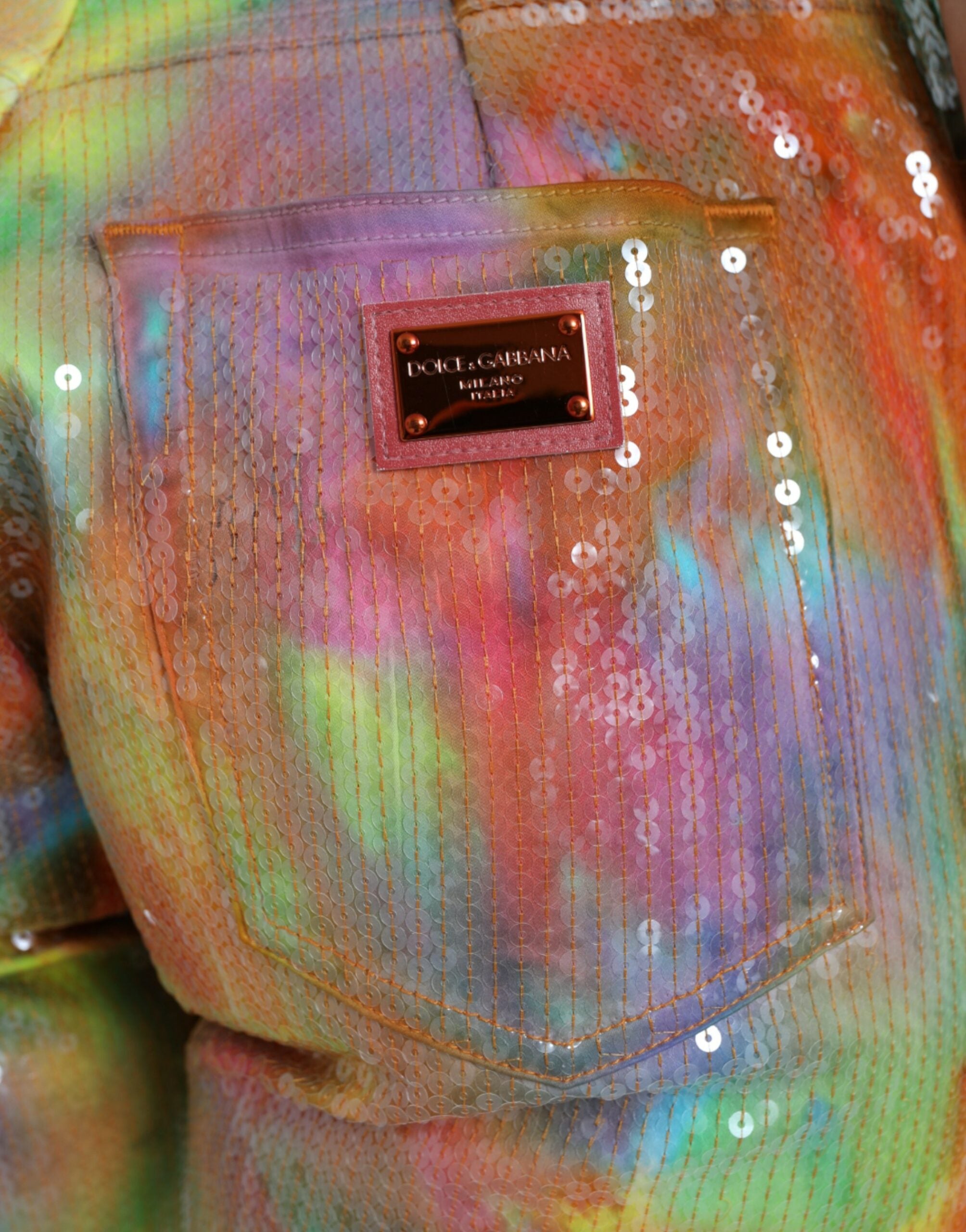 Dolce & Gabbana Multicolor Tie Dye Sequined High-Waisted Trousers-5