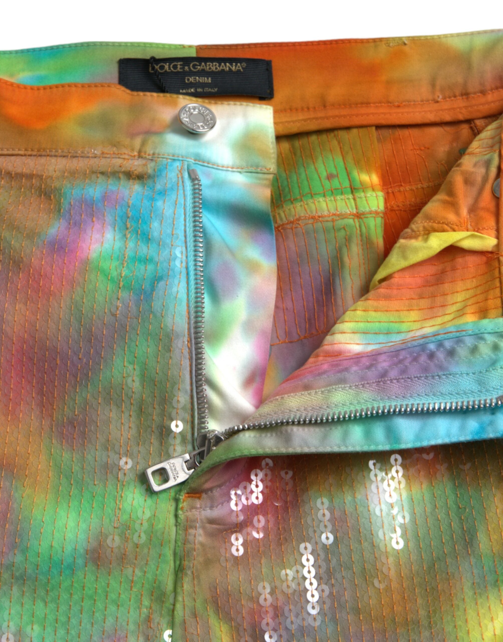Dolce & Gabbana Multicolor Tie Dye Sequined High-Waisted Trousers-6