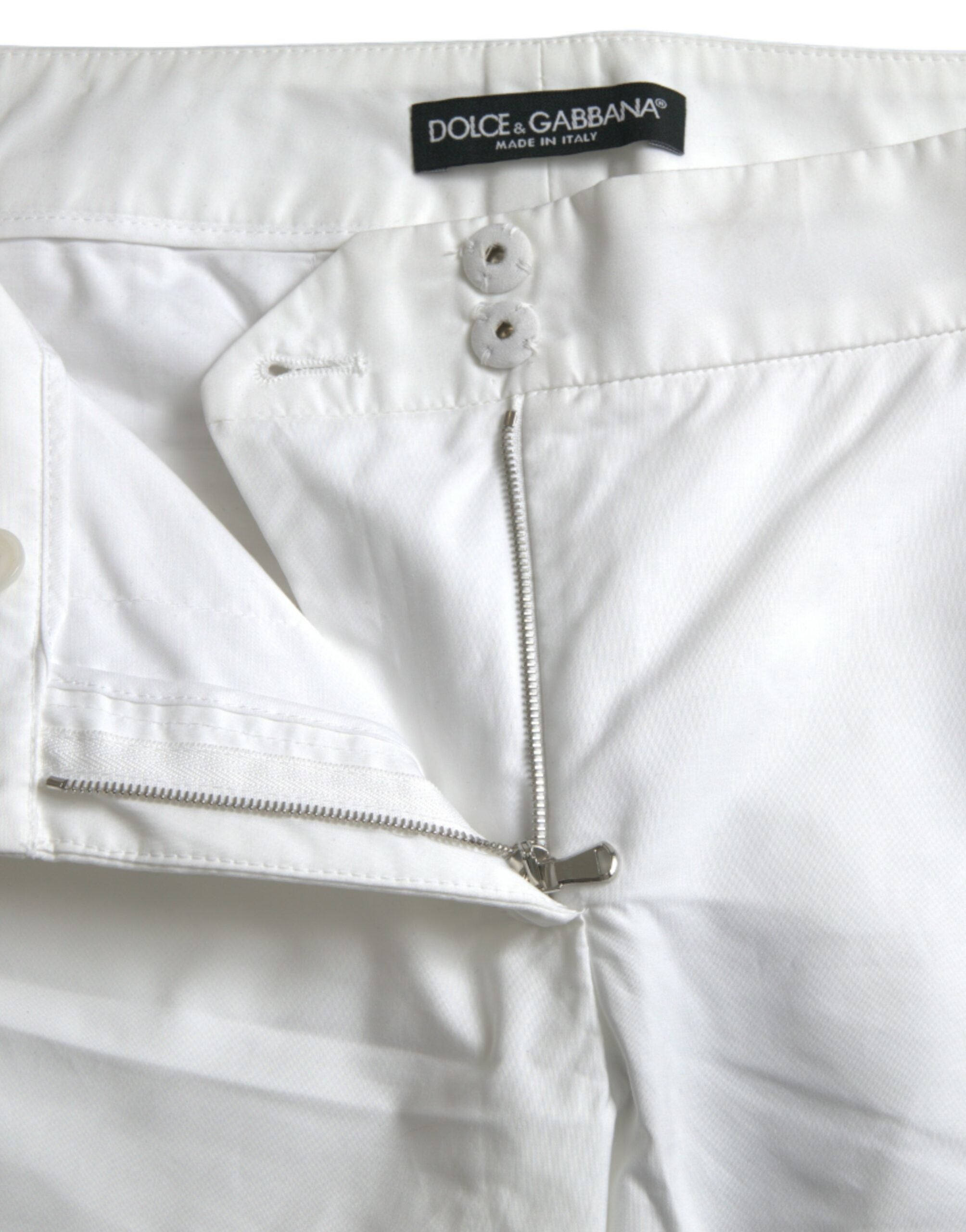 Dolce & Gabbana White cropped cotton trousers with a mid-waisted cut-5