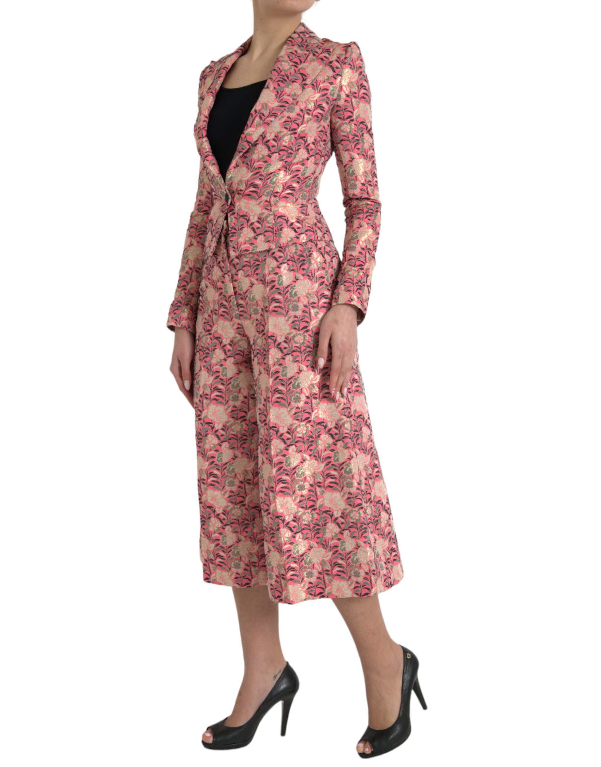 Dolce & Gabbana Pink Floral Jacquard Slim Fit 2-Piece Suit-2