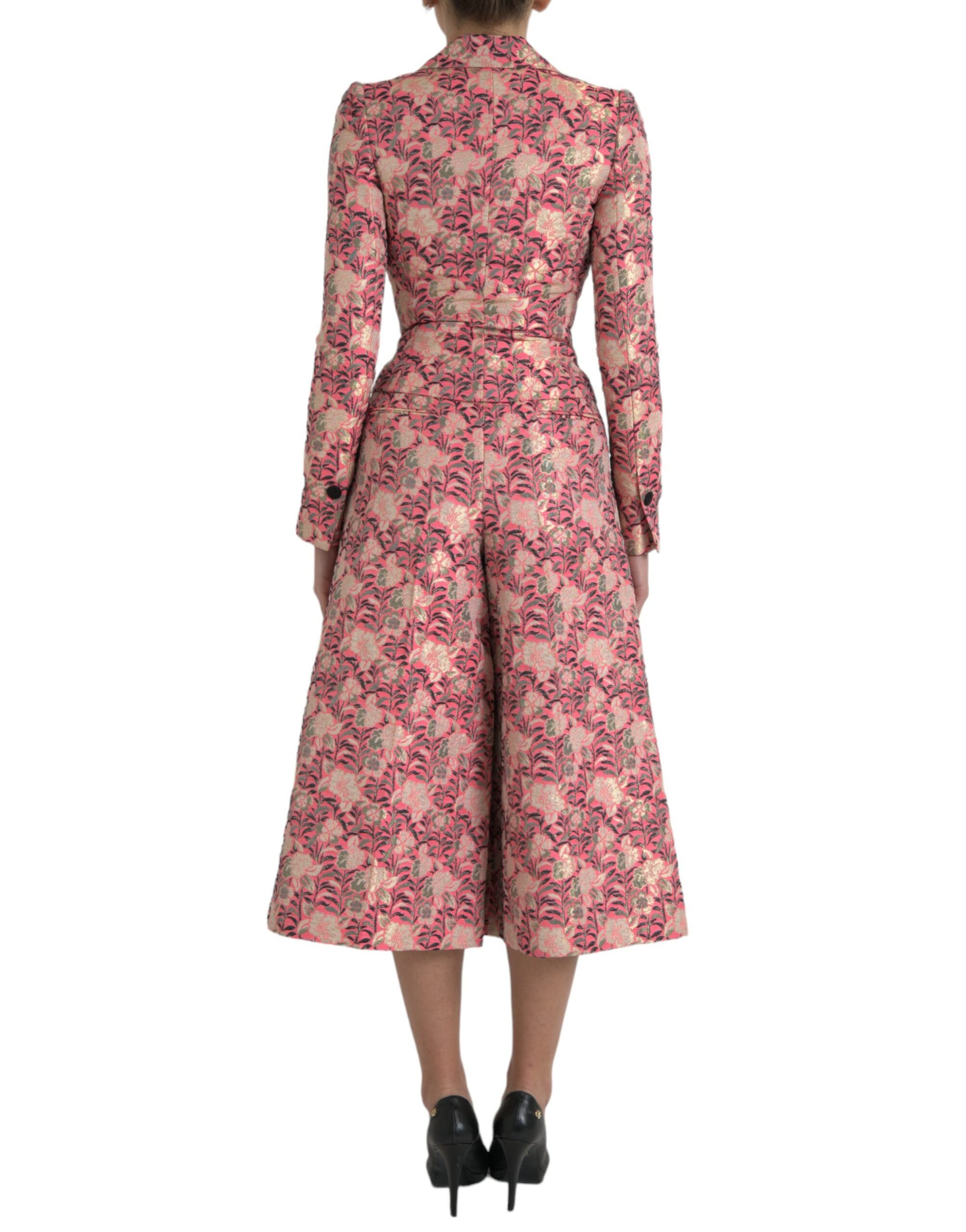 Dolce & Gabbana Pink Floral Jacquard Slim Fit 2-Piece Suit-3
