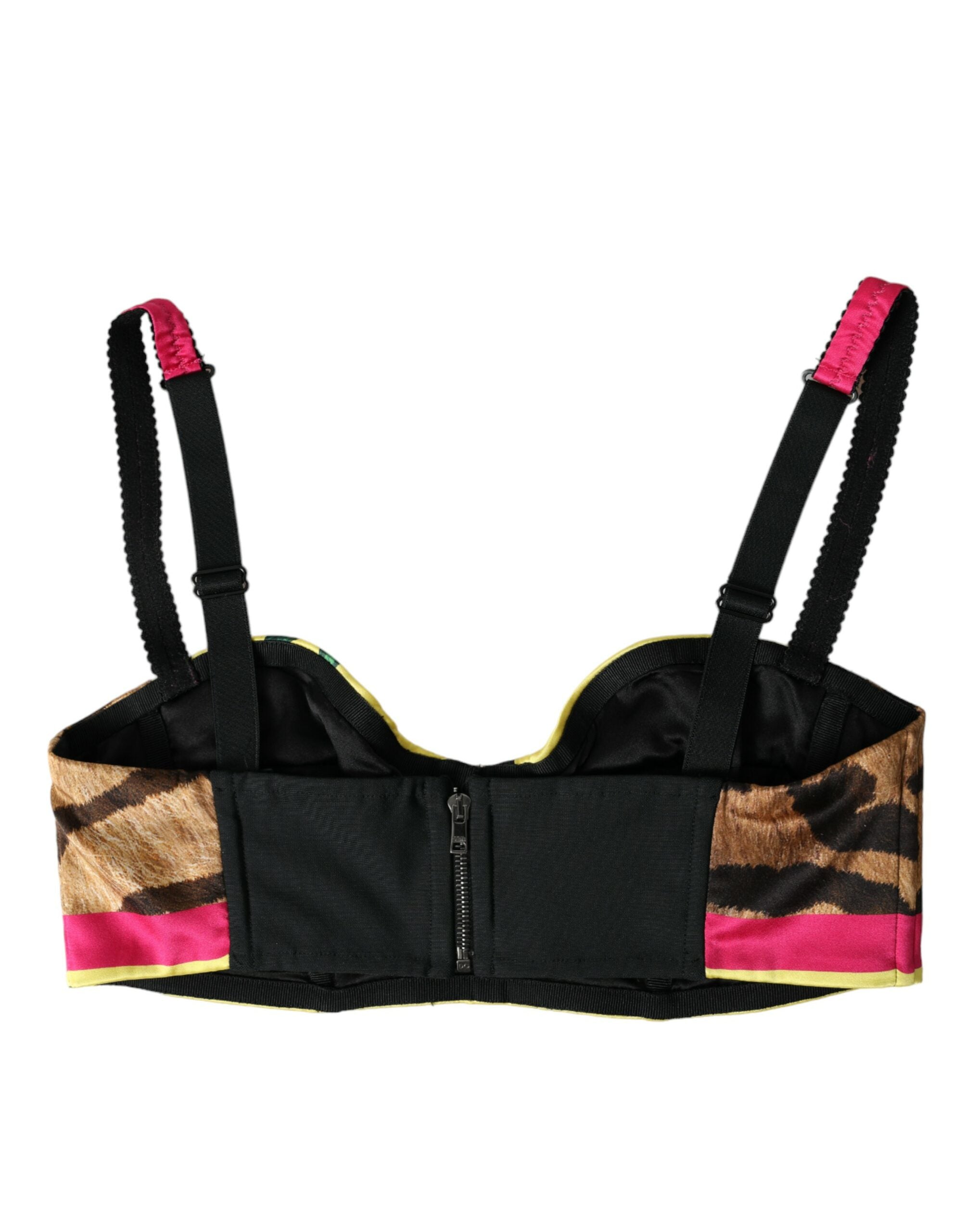 Dolce & Gabbana Multicolor Floral Sleeveless Bustier Crop Top-3