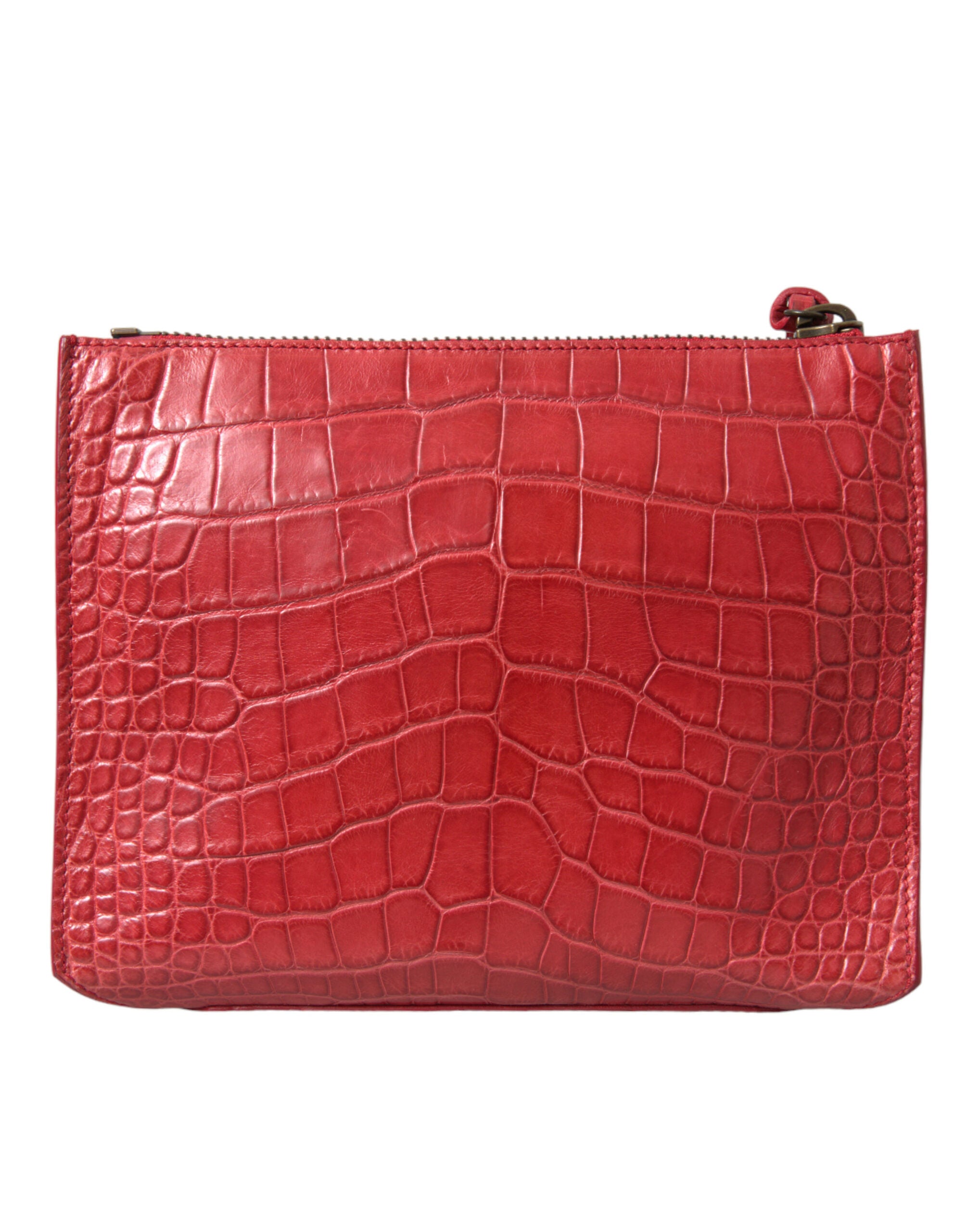 Balenciaga Red Exotic Skin Leather Classic Pouch Wallet Wrist Bag-3