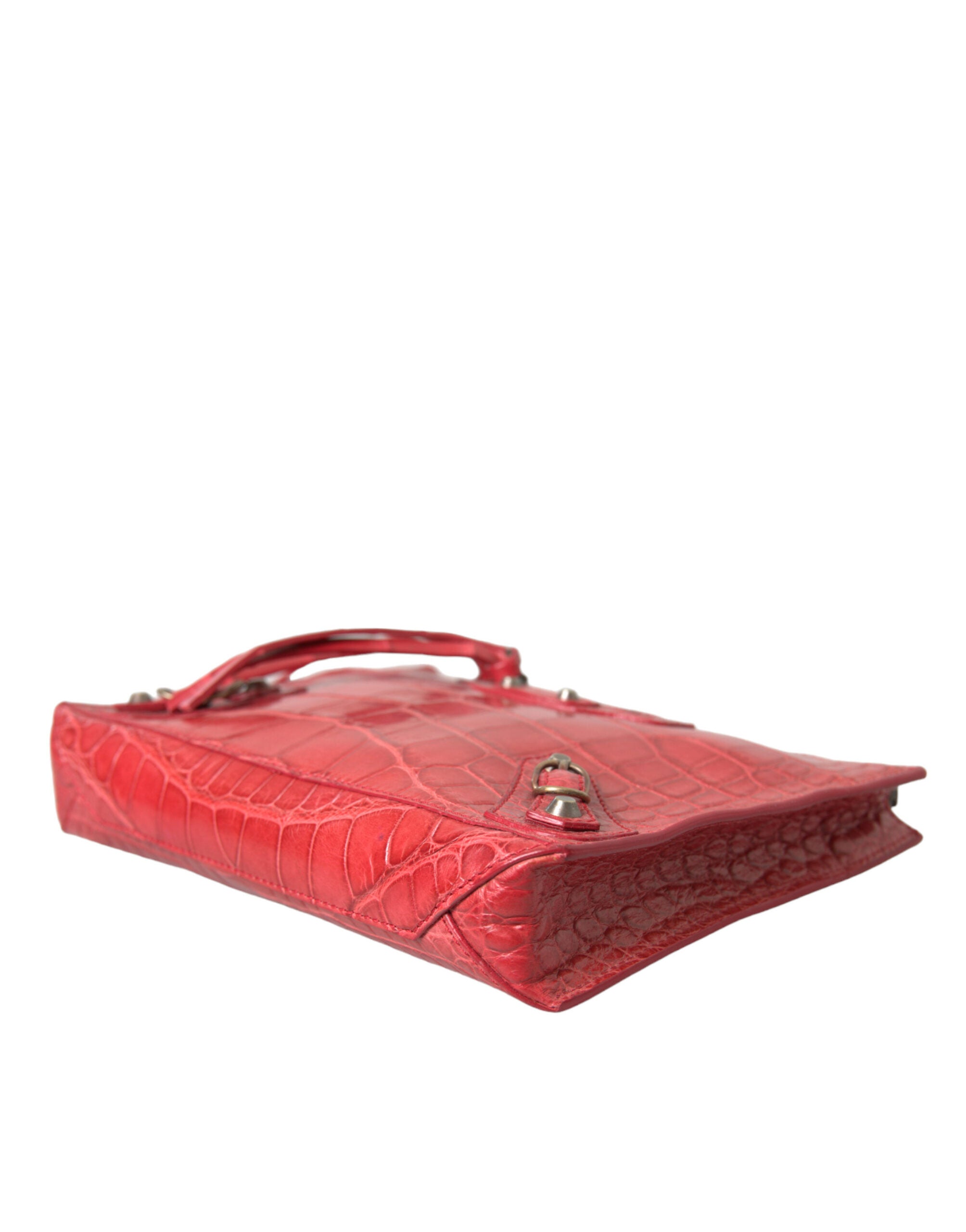 Balenciaga Red Exotic Skin Leather Classic Pouch Wallet Wrist Bag-4
