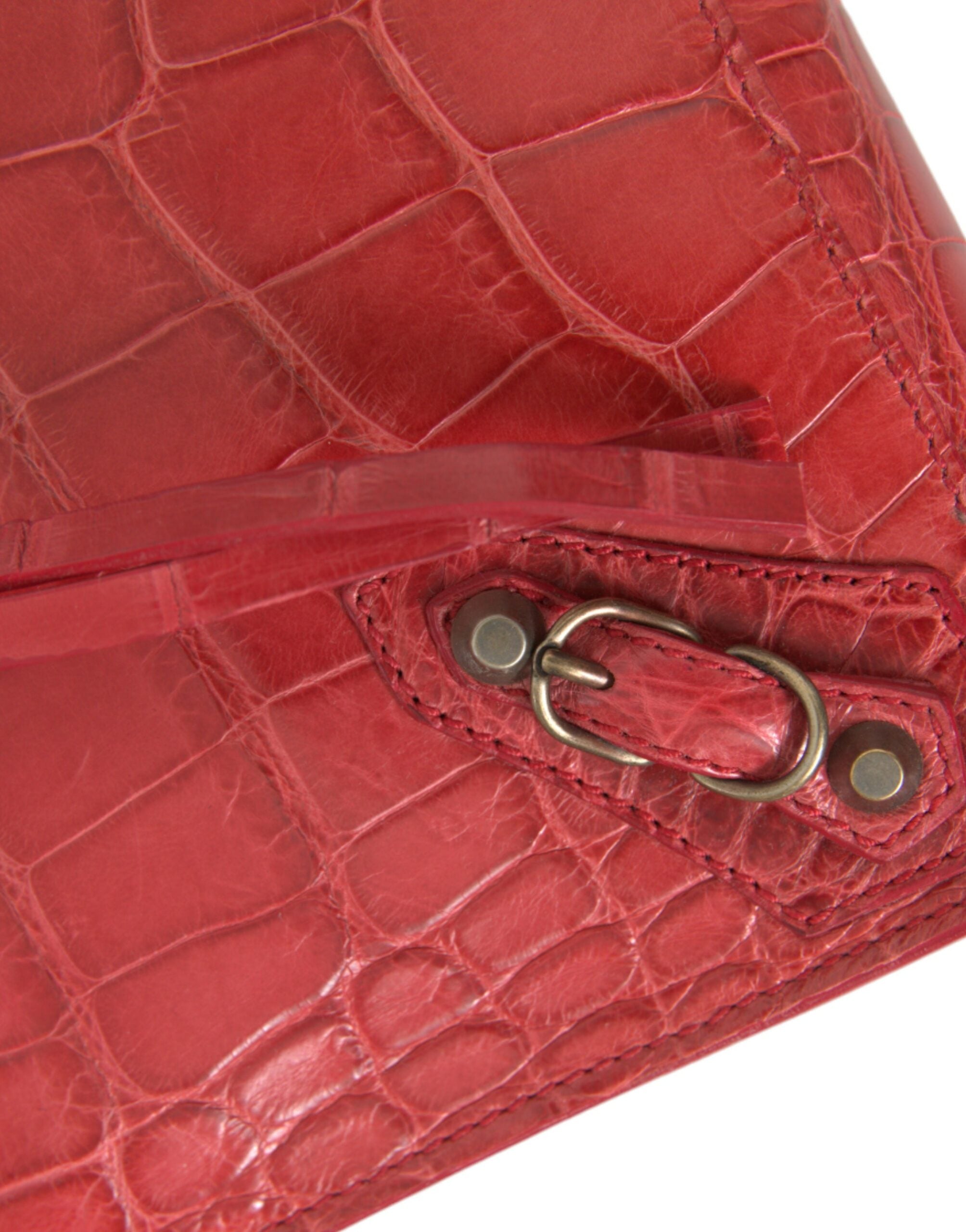 Balenciaga Red Exotic Skin Leather Classic Pouch Wallet Wrist Bag-5