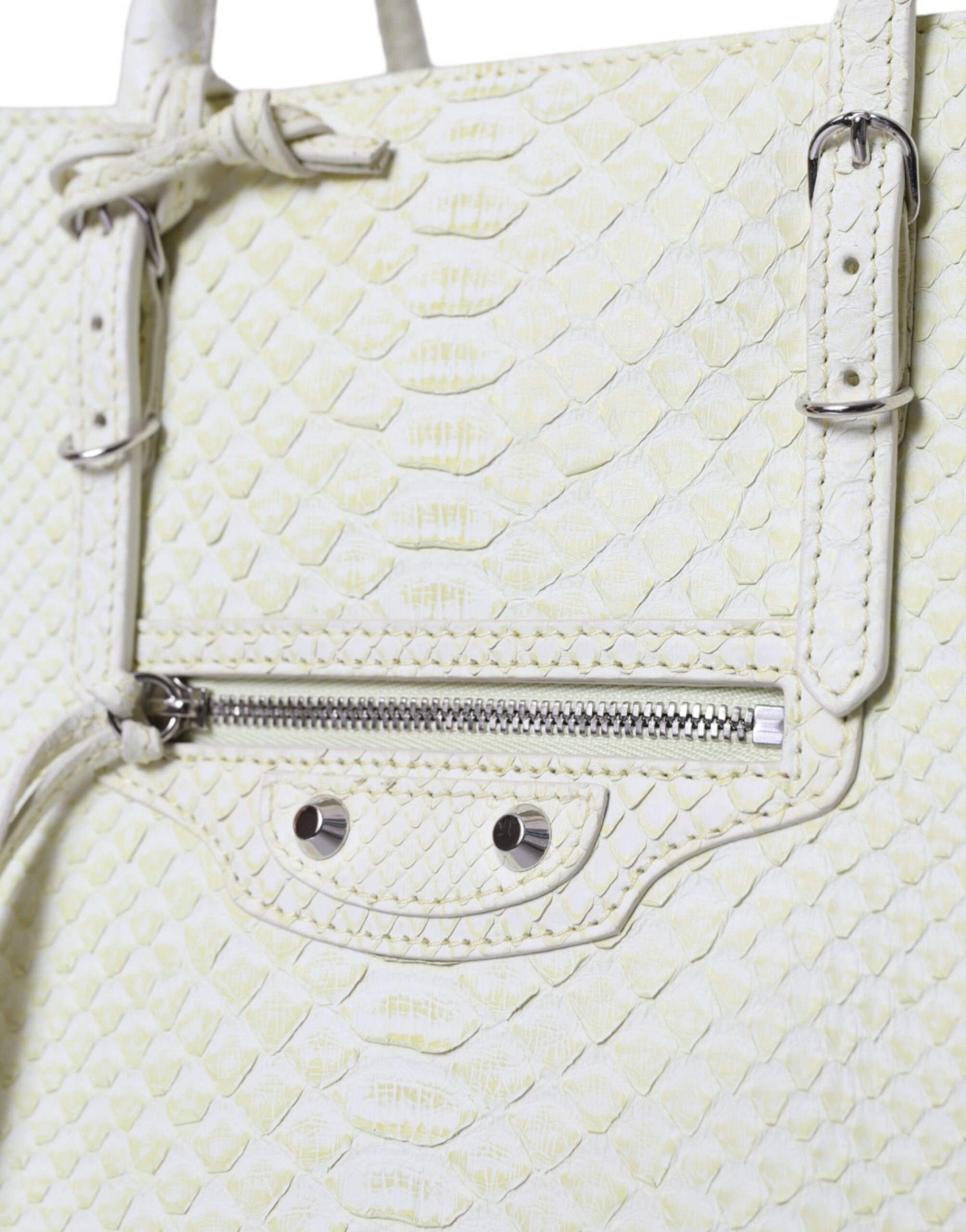 Balenciaga White Yellow Exotic Leather Shopping Bag PAPER Bag-4