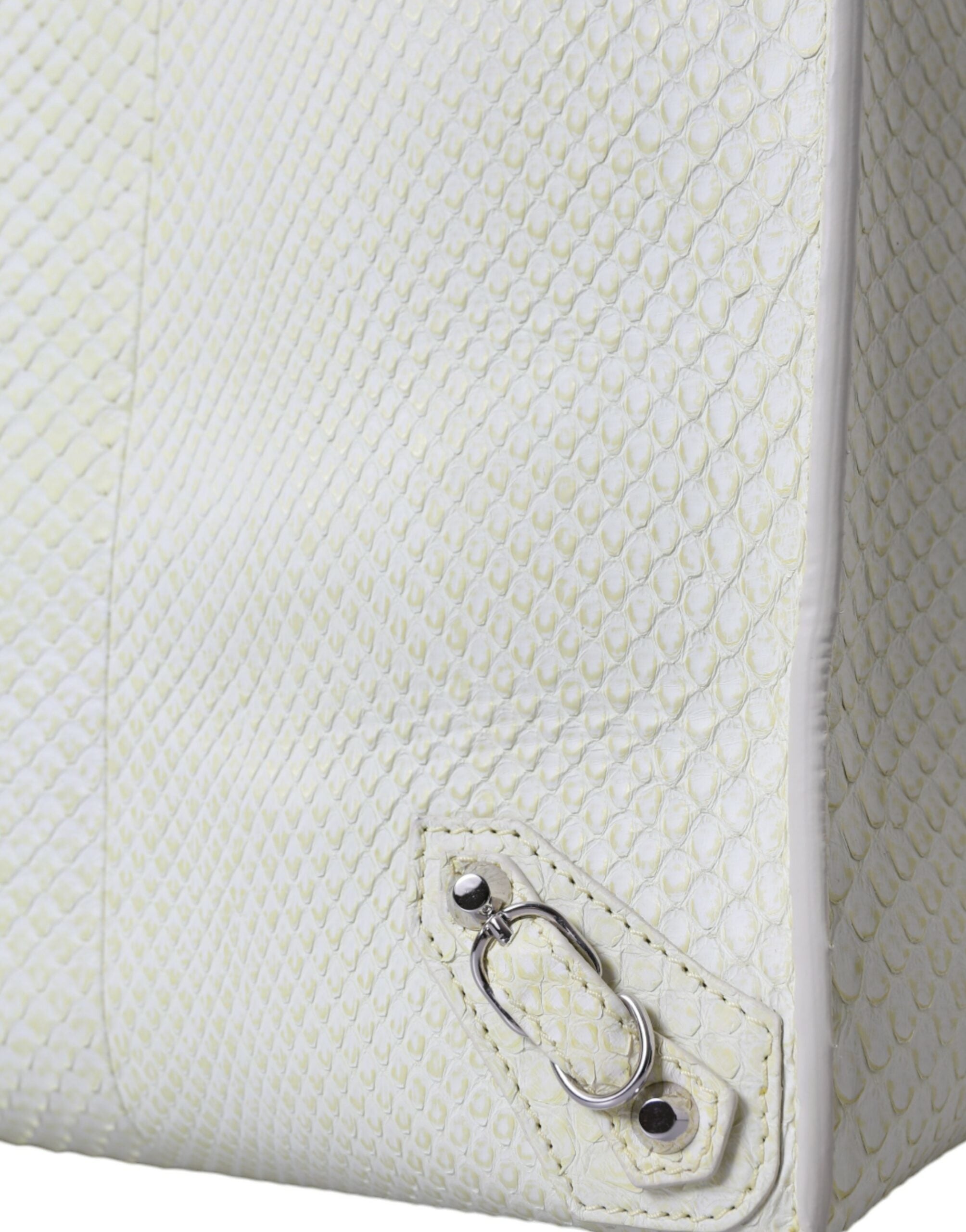 Balenciaga White Yellow Exotic Leather Shopping Bag PAPER Bag-5