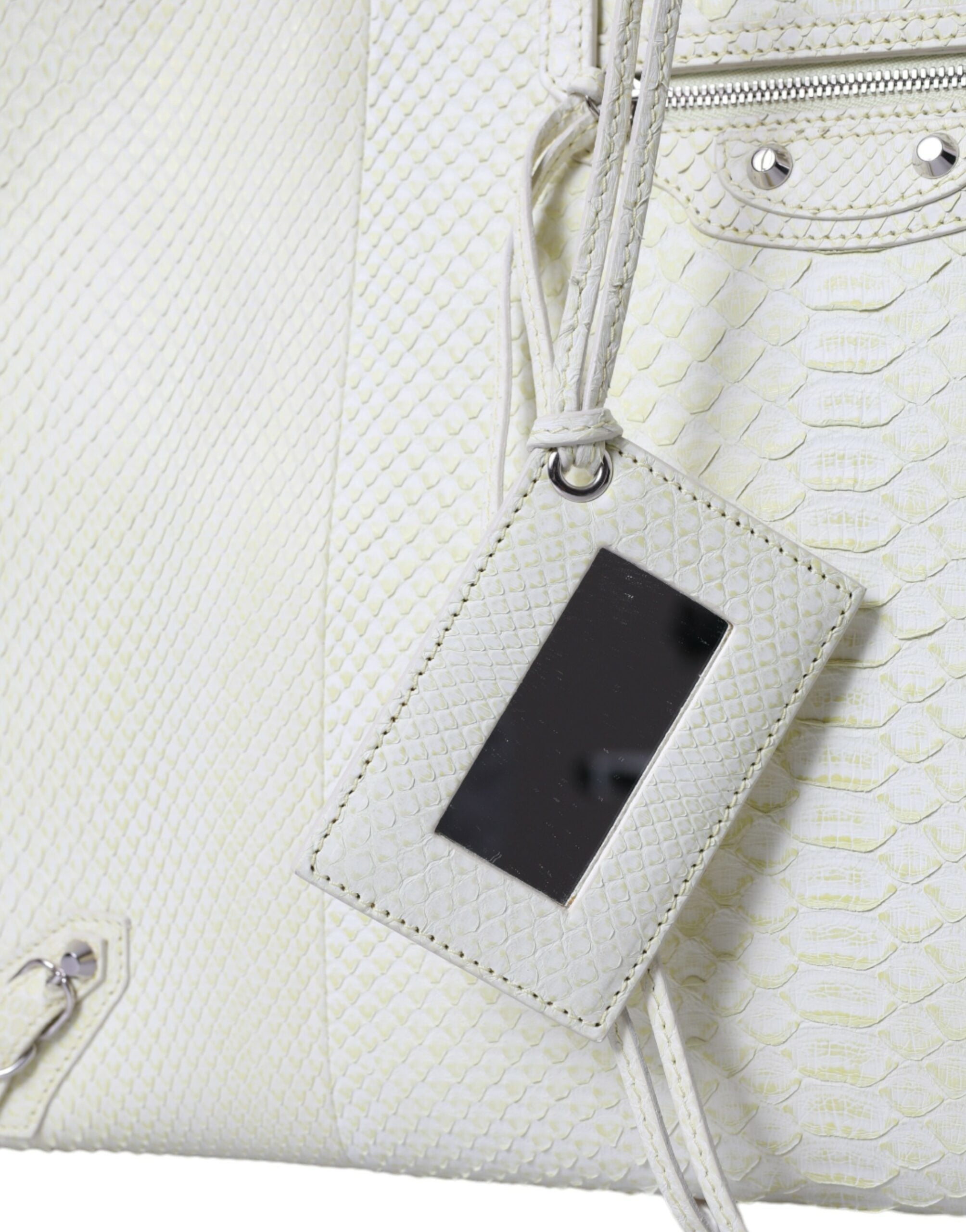 Balenciaga White Yellow Exotic Leather Shopping Bag PAPER Bag-6