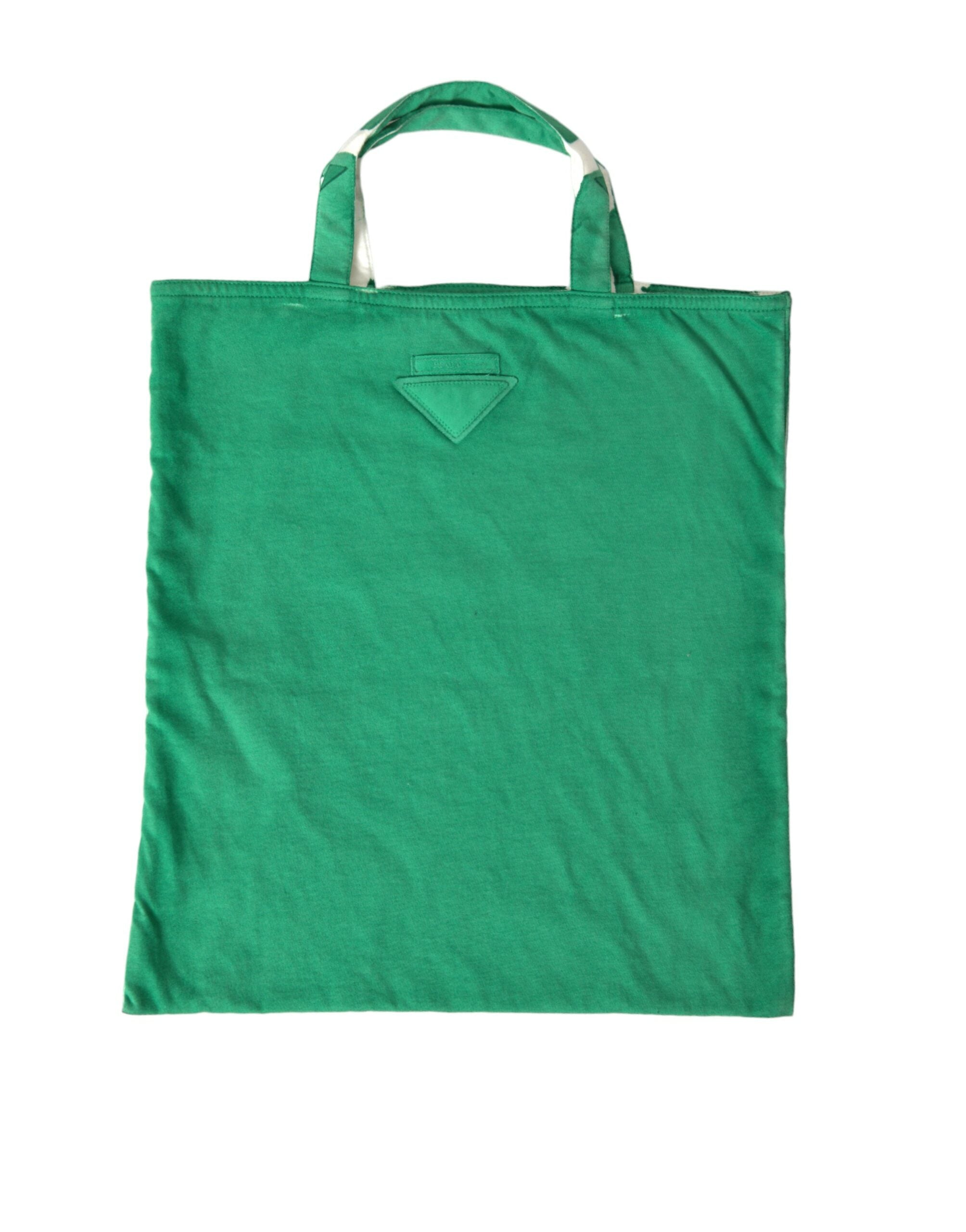 Prada Grüner Jersey Stoff Logo Umhängetasche Einkaufstasche-1