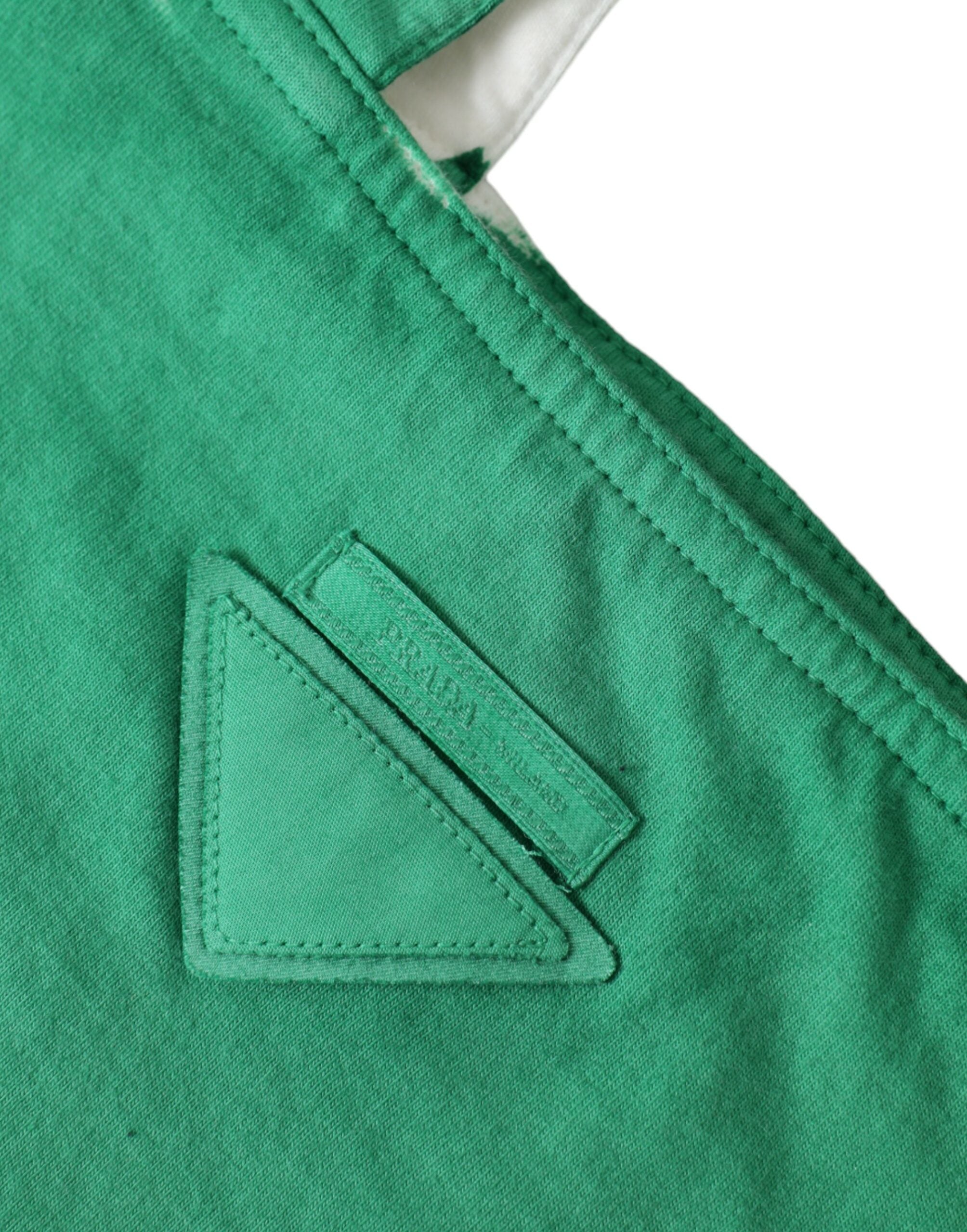 Prada Grüner Jersey Stoff Logo Umhängetasche Einkaufstasche-2