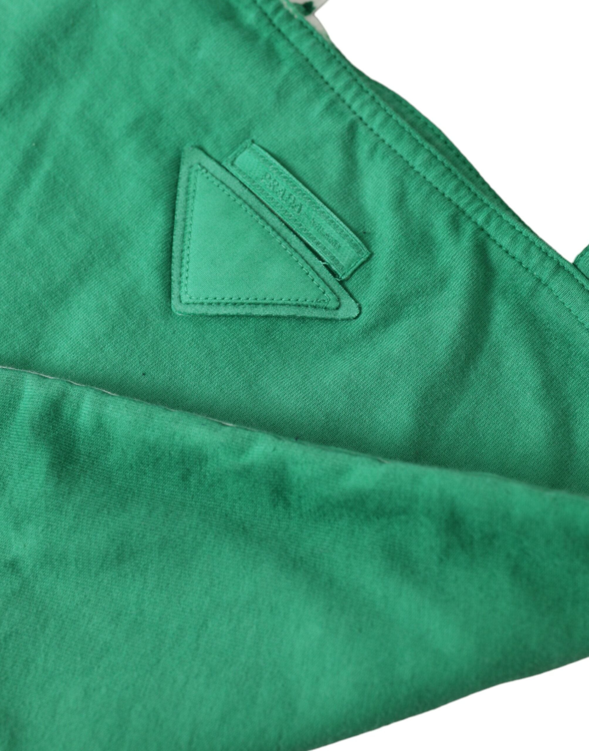 Prada Grüner Jersey Stoff Logo Umhängetasche Einkaufstasche-4