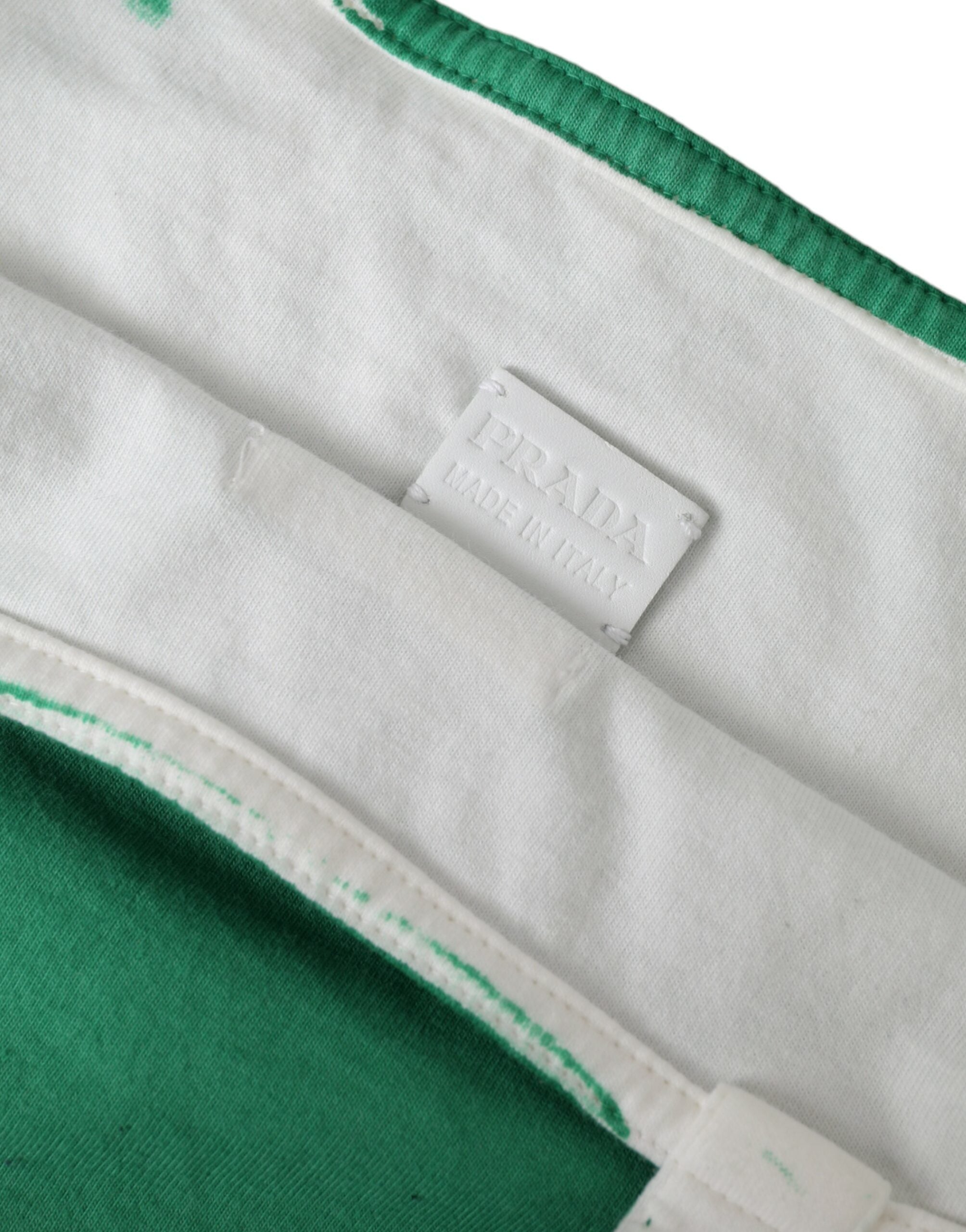Prada Grüner Jersey Stoff Logo Umhängetasche Einkaufstasche-6