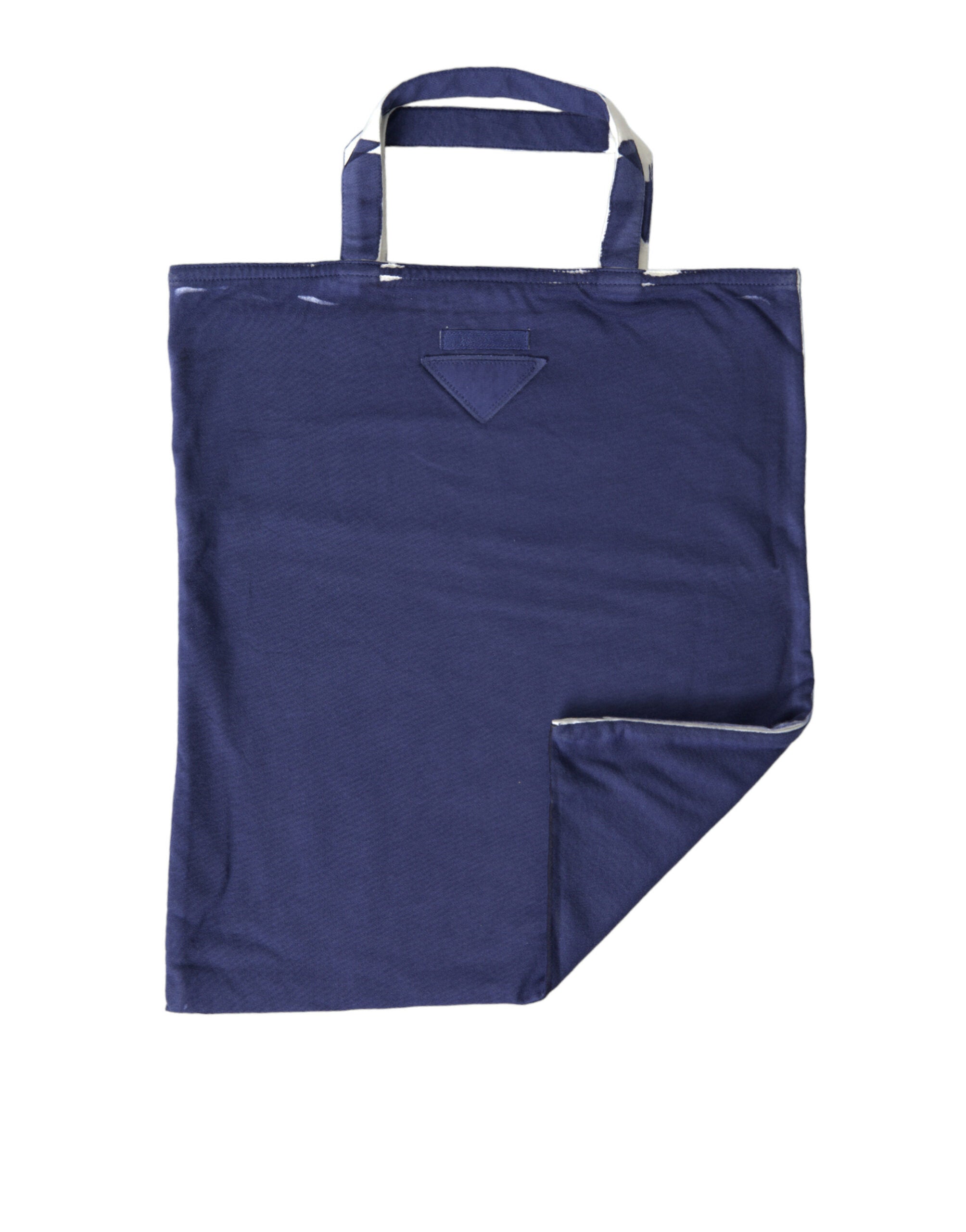 Prada Blauer Jersey Stoff Logo Schultertasche Einkaufstasche Einkaufstasche-1