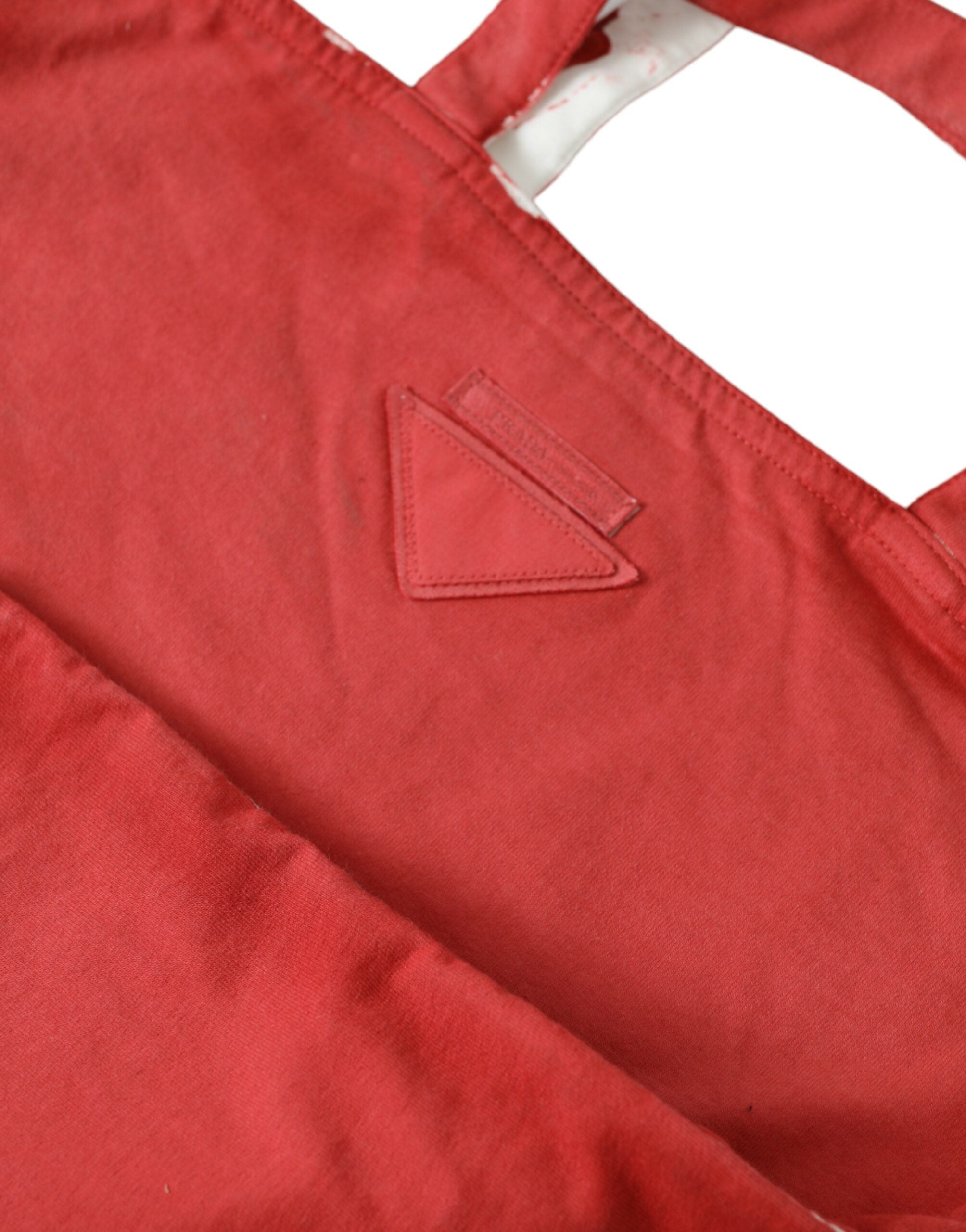 Prada Rote Jersey-Stofflogo-Schulter-Einkaufstasche-3