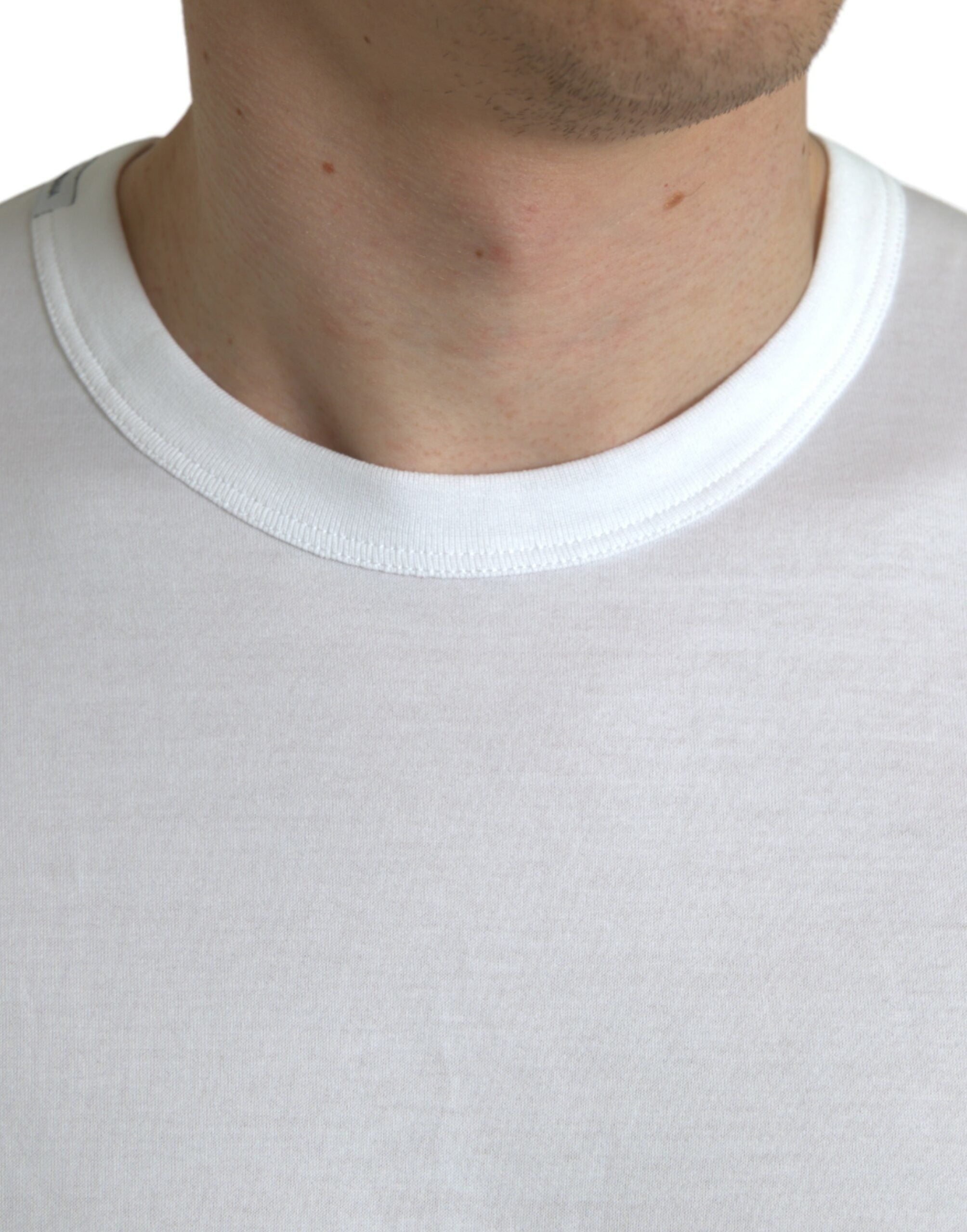 Dolce & Gabbana white logo T-shirt with round neck and short sleeves-4