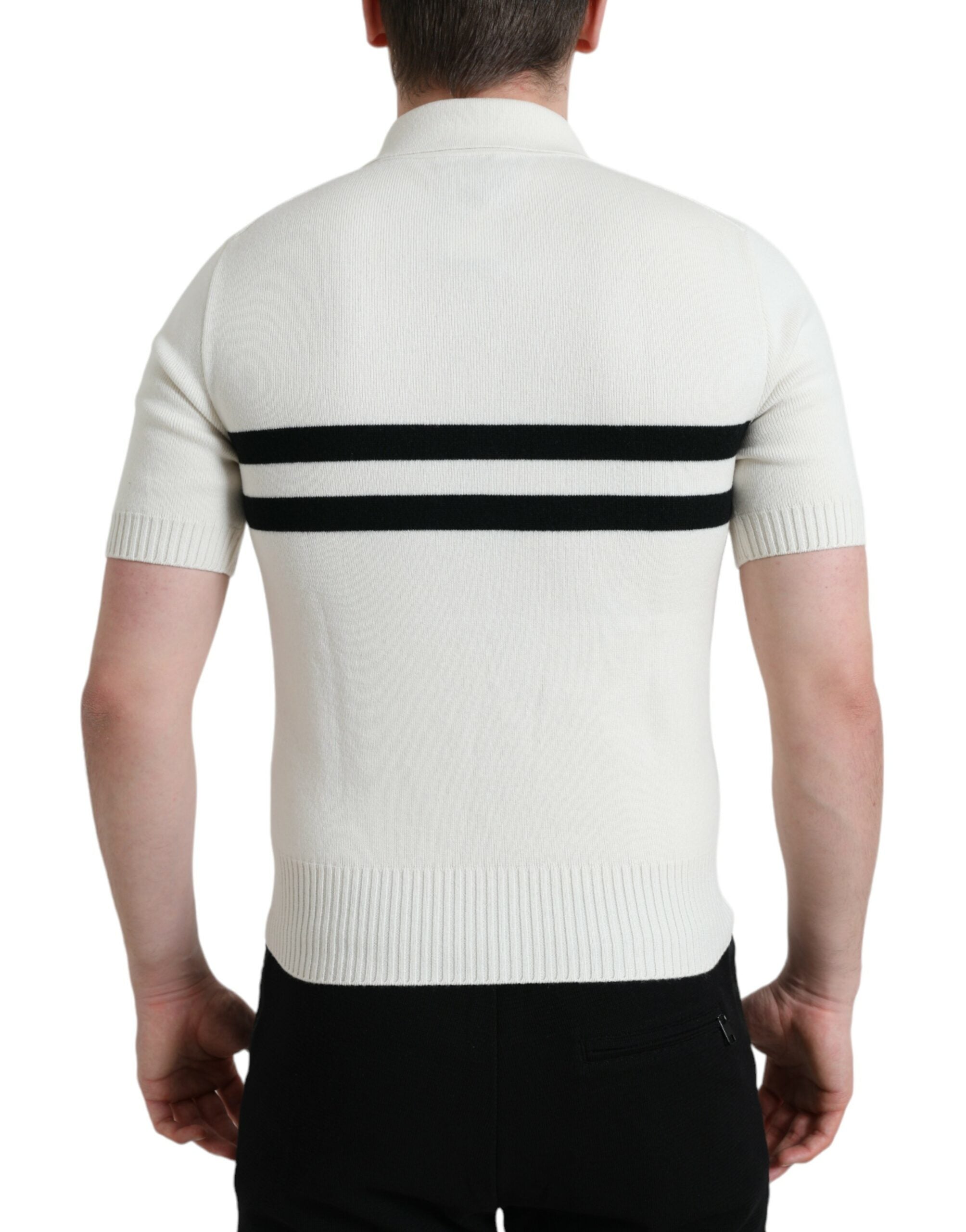 Dolce & Gabbana White DG Logo Henley Collared Shirt T-Shirt-3