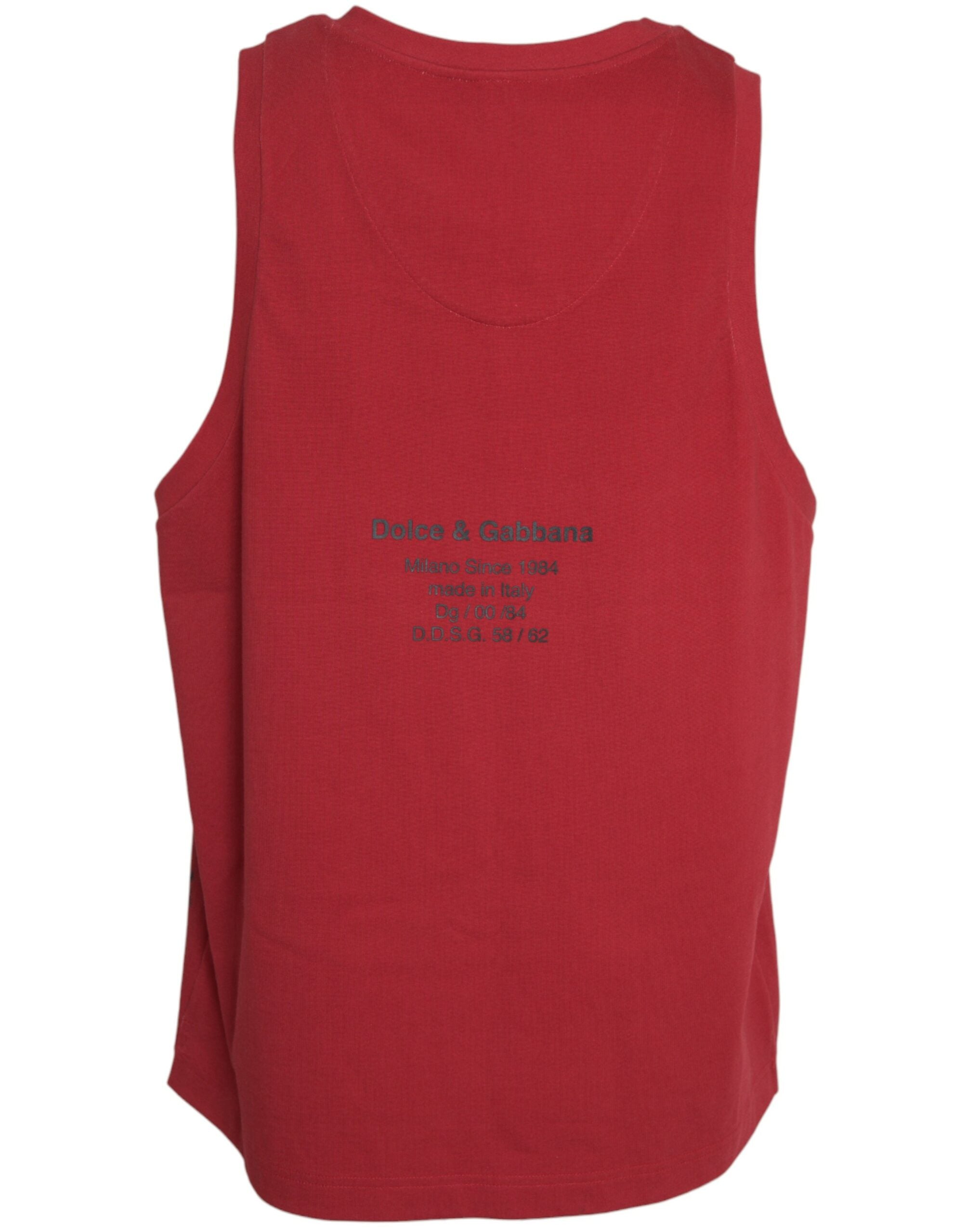 Dolce & Gabbana Top rojo sin mangas con estampado de leopardo-2