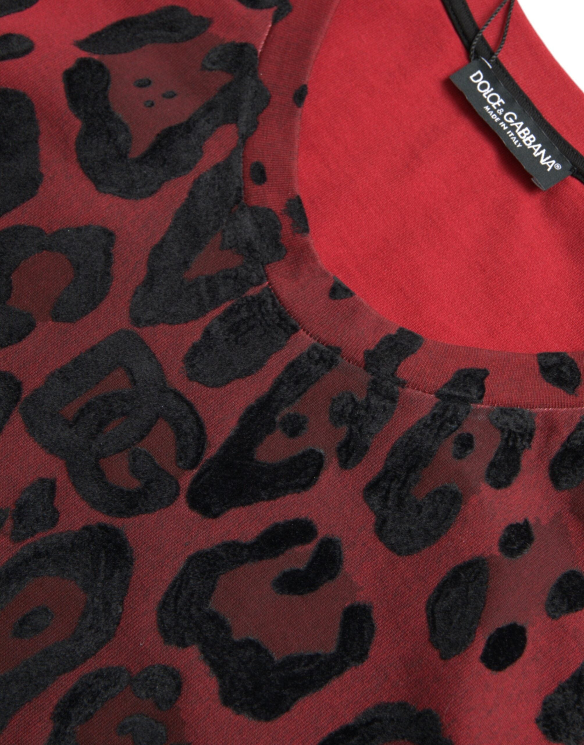 Dolce & Gabbana Top rojo sin mangas con estampado de leopardo-4