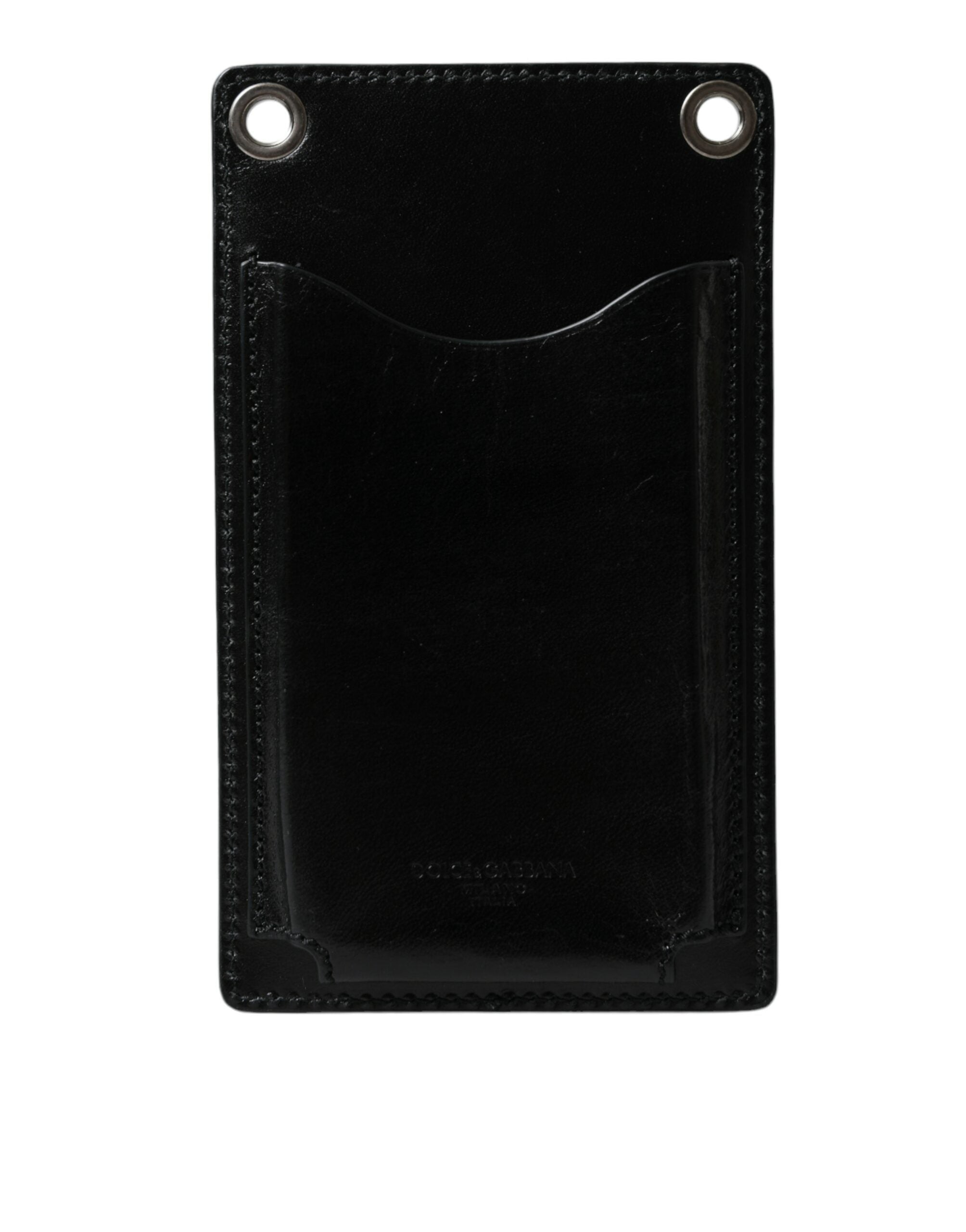 Dolce & Gabbana Wallet Black Horse Leather Zipper Logo Crossbody Phone Slot-2