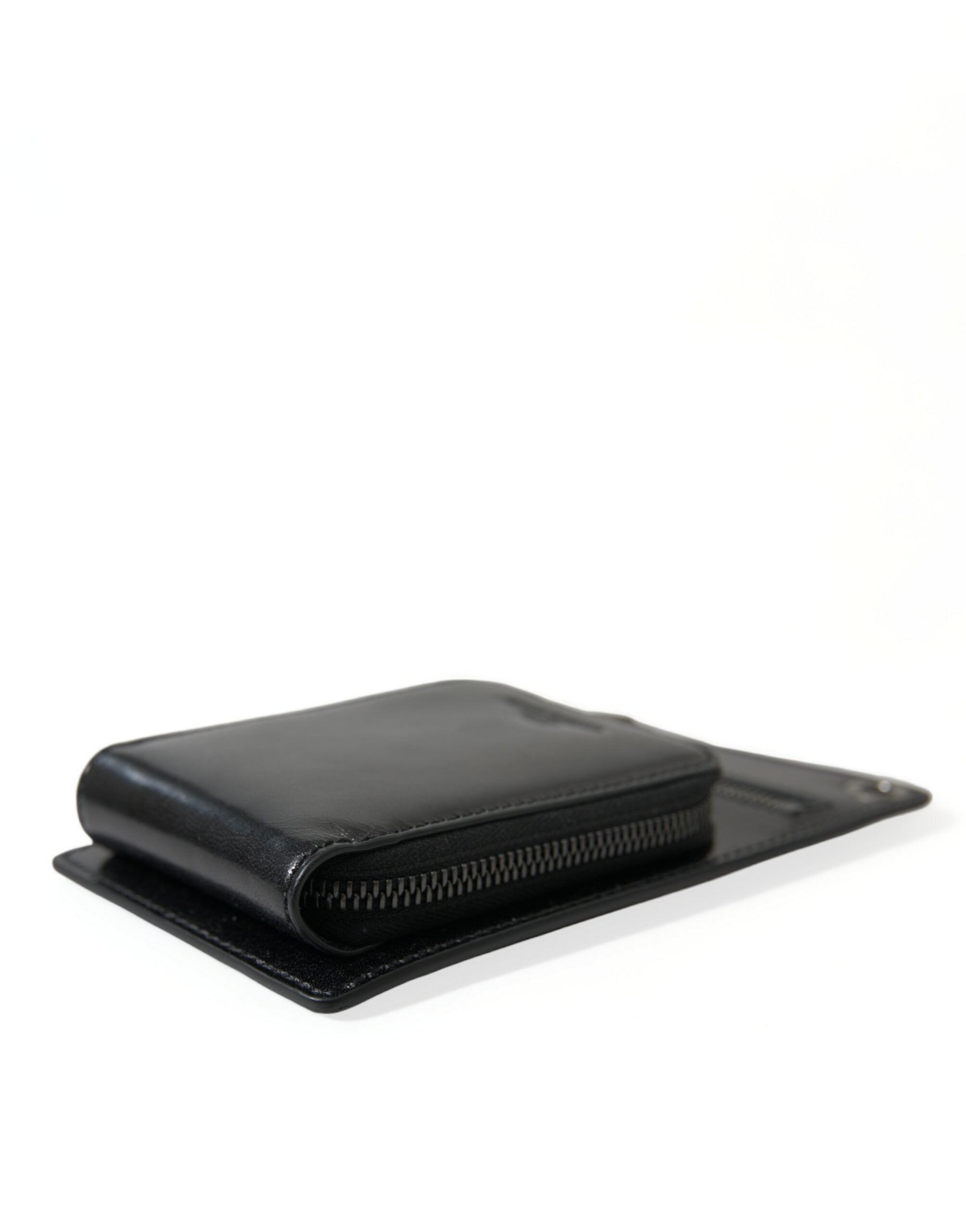 Dolce & Gabbana Wallet Black Horse Leather Zipper Logo Crossbody Phone Slot-3